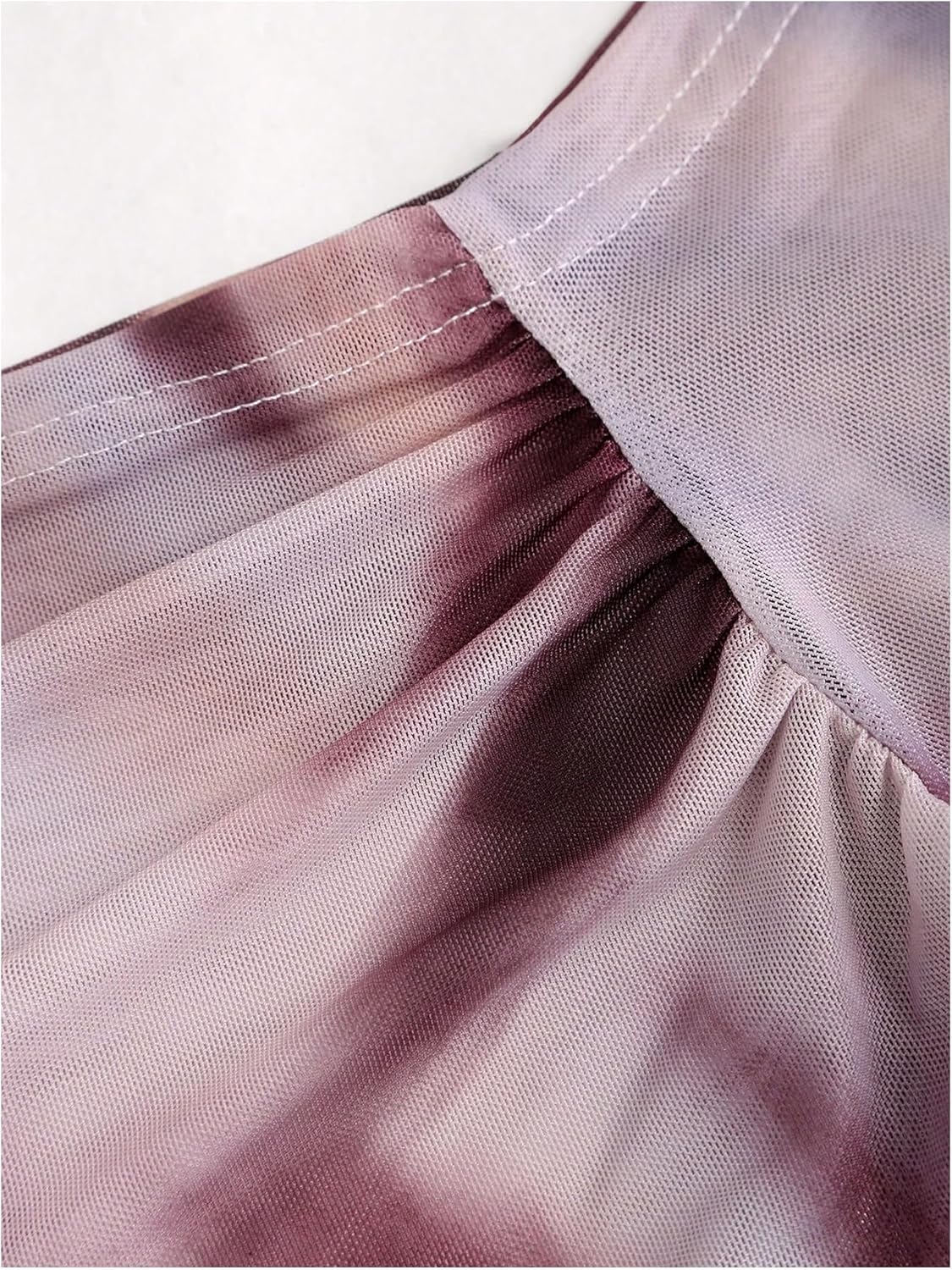 SOLY HUX Women's Tie Dye Mesh T Shirt Off The Shoulder Short Sleeve Ruched Tee Y2k Tops - Image 5