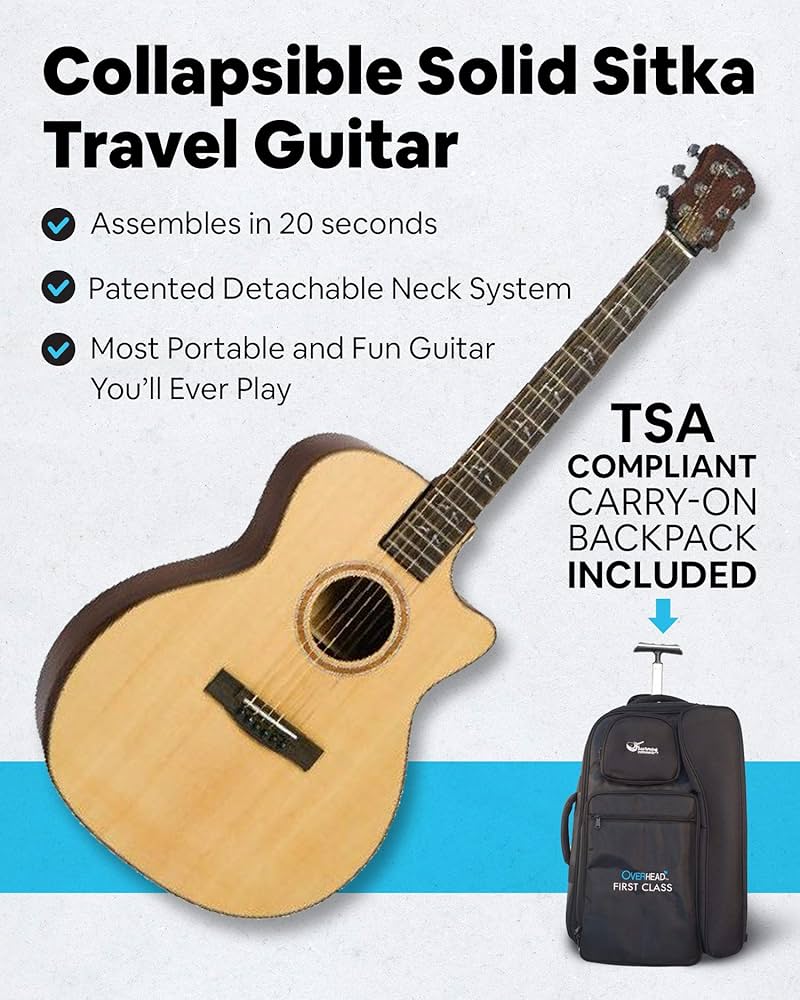 トラベルギター　journey instrument FF412C Journey Instruments Solid Sitka Travel Guitar – FF412C