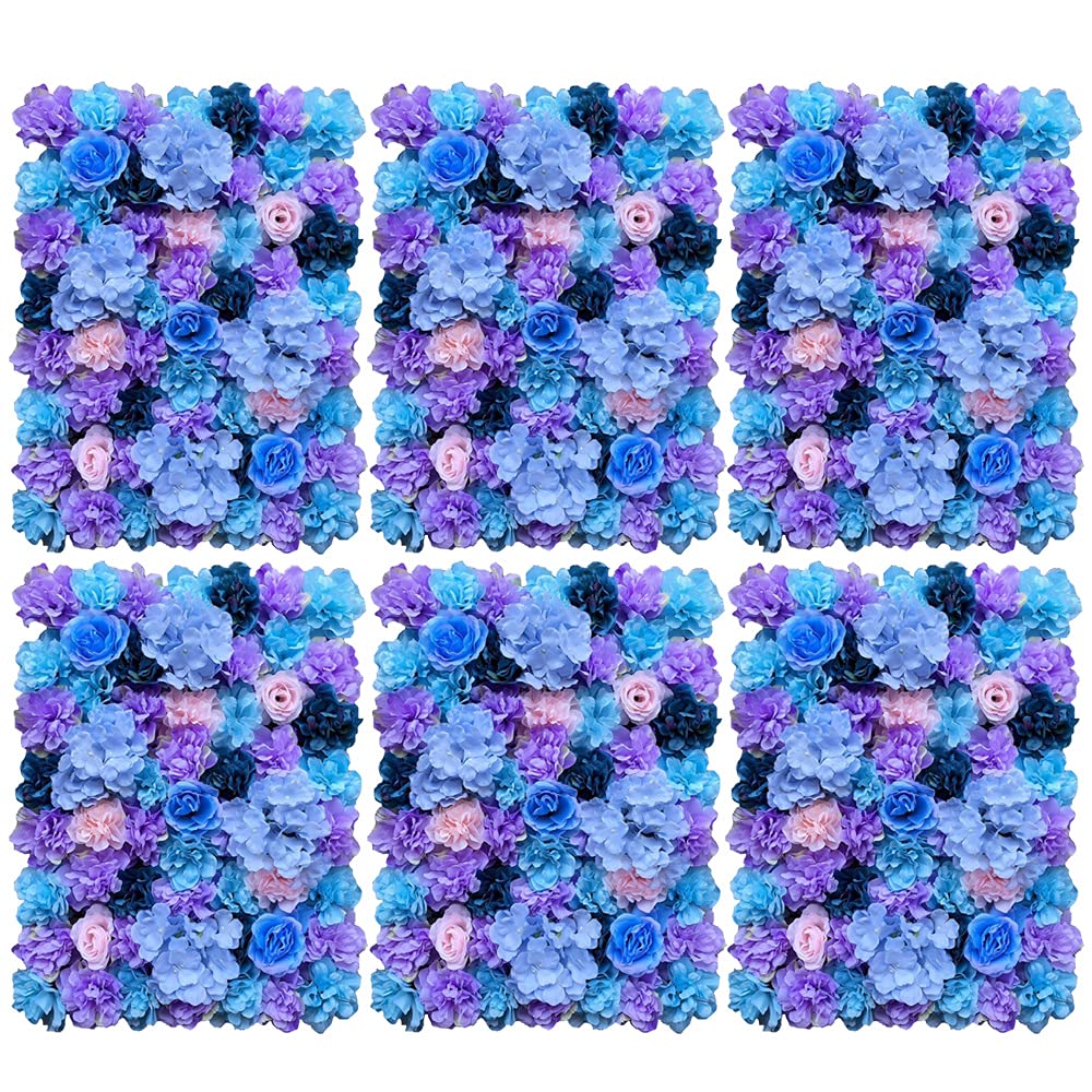 Parete di fiori artificiali per giardino, matrimonio, decorazione viola, 60 x 40 cm