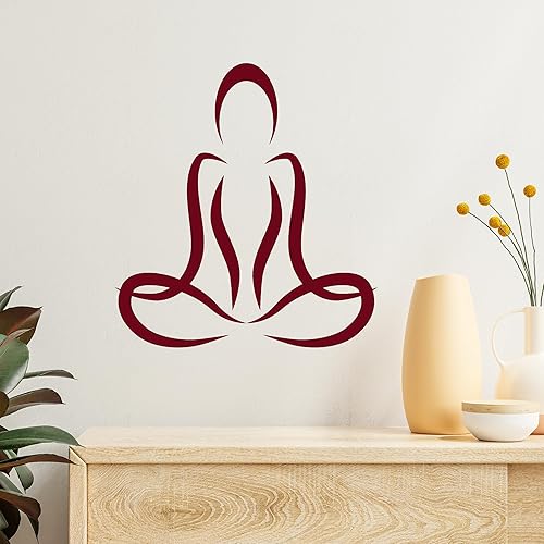 Miniatura 2 de Vinilo Pegatinas Abstractas Yoga Girl Lotus Pose Meditación Habitación (4245ig) Negro