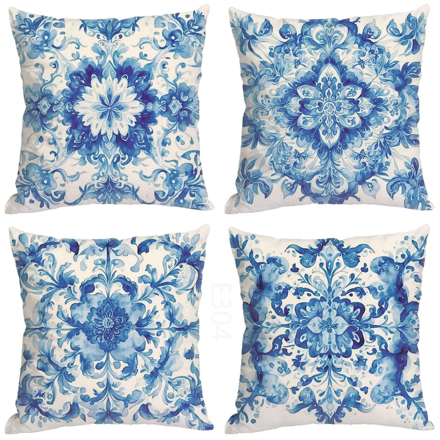 Fiore Federe Cuscini Divano 55x55cm,4 Pack Mandala Estate Esterno Cuscini per Divano,Doppio Lato Quadrato Morbido Cuscini Divano,per Divano Soggiorno Sedia Autunno Dekoration Cuscino,Regali LY-304