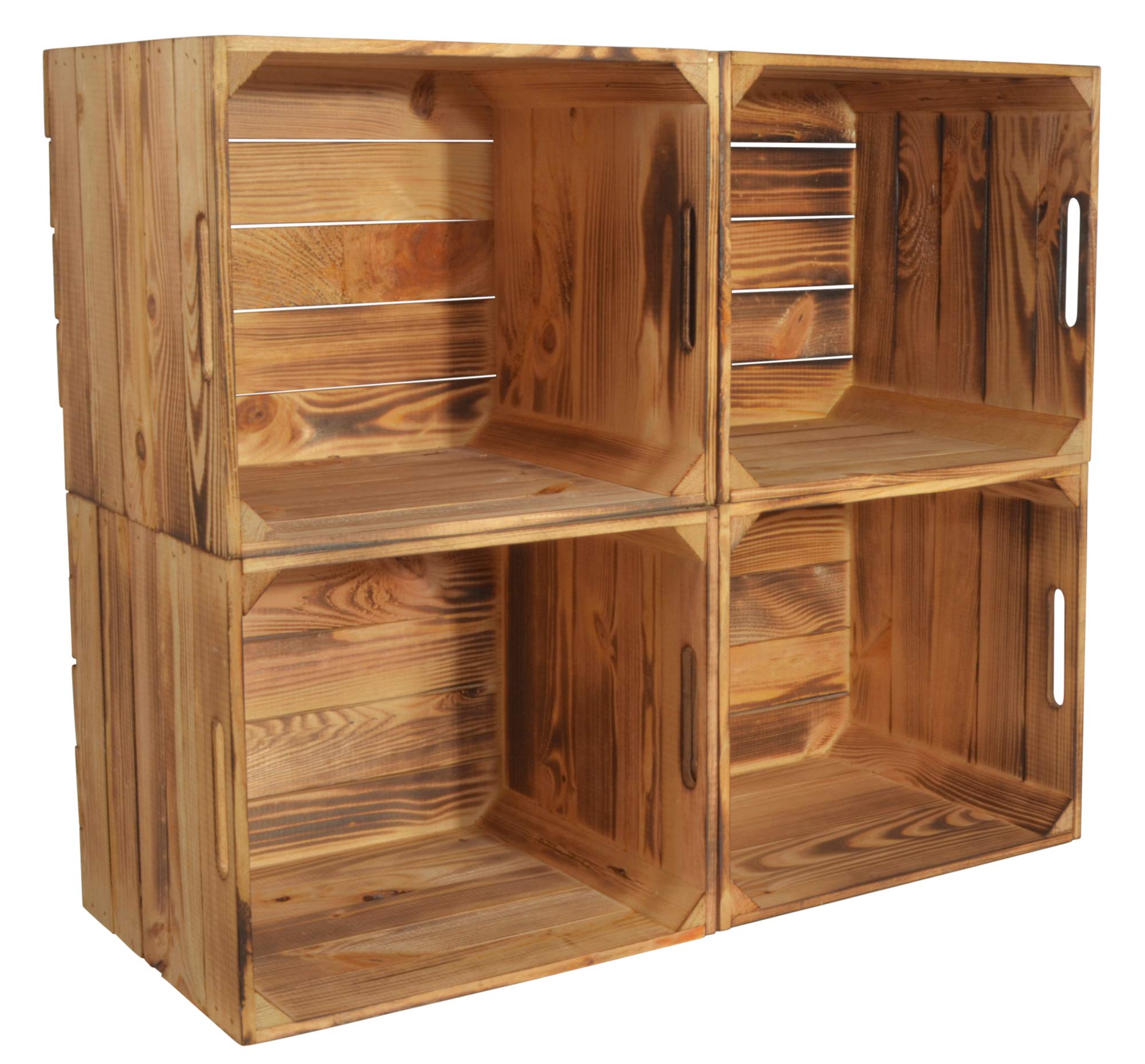 Karl Set di 4 scatole di legno, cassette, scaffali, 33 x 38 x 33 cm