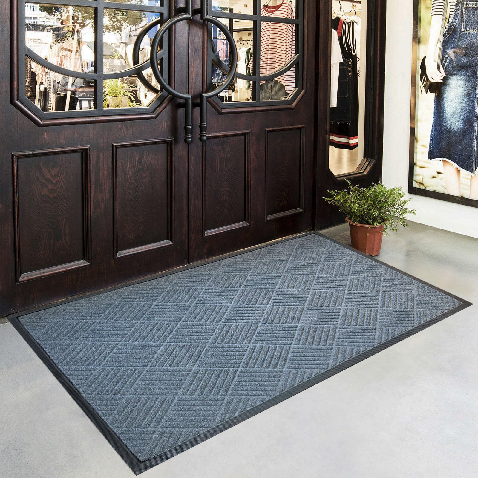 DM43 Heavy Duty Outdoor Door Mats Non Slip Rubber Backing Entrance Rug Shoes Scraper Welcome Mat for Front Door Entryway Rug