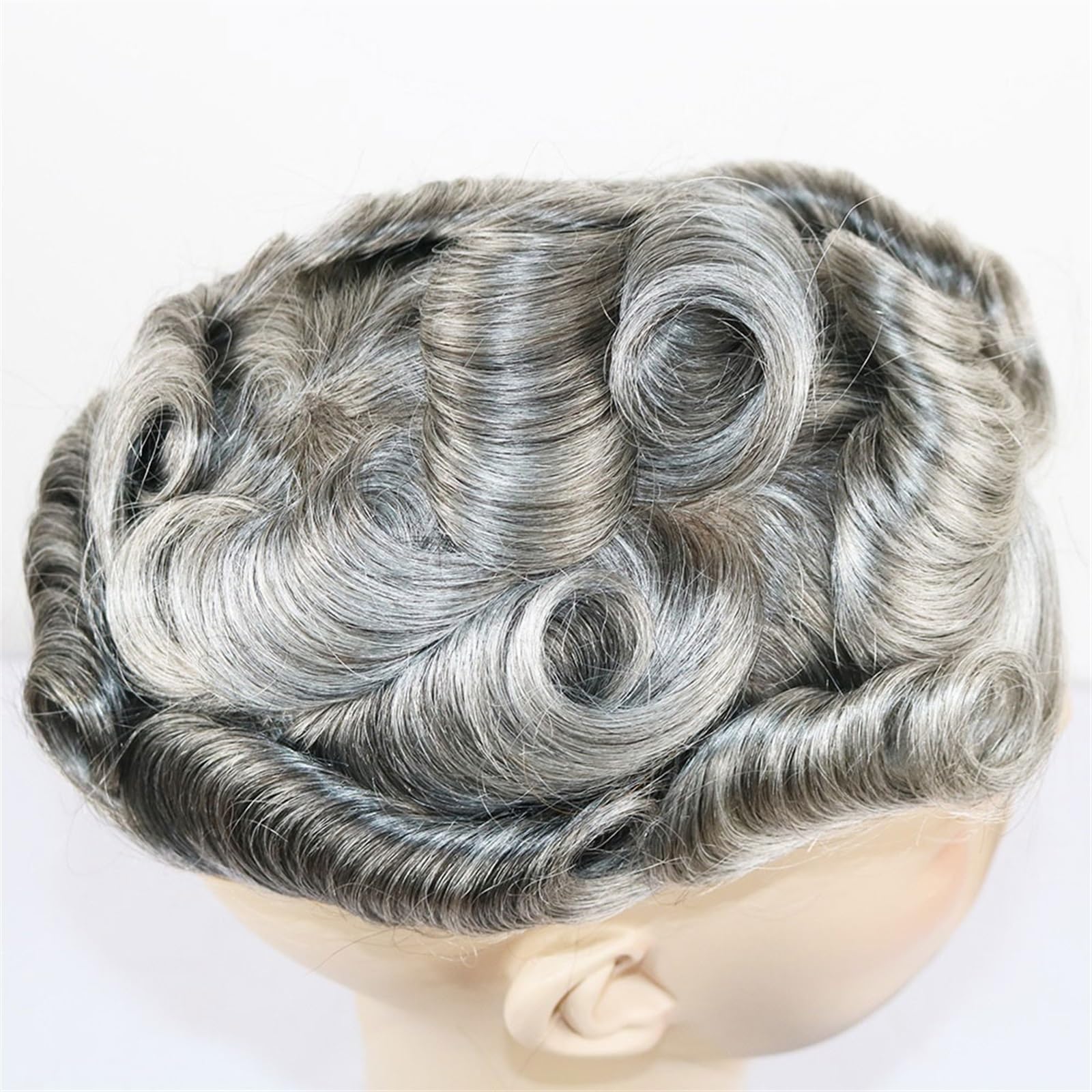 Tupecik męski Remy Human Hair Man Wig Grey Mix Black Color Durable 0.06-0.08mm Thin Skin ToupeeFull PU Hairpiece Unit Replacement Treski(1B80#)