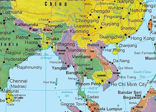 Miniatura 2 de Swiftmaps Mapa de Asia para pared, edición geopolítica (36 x 44 pulgadas, laminado)