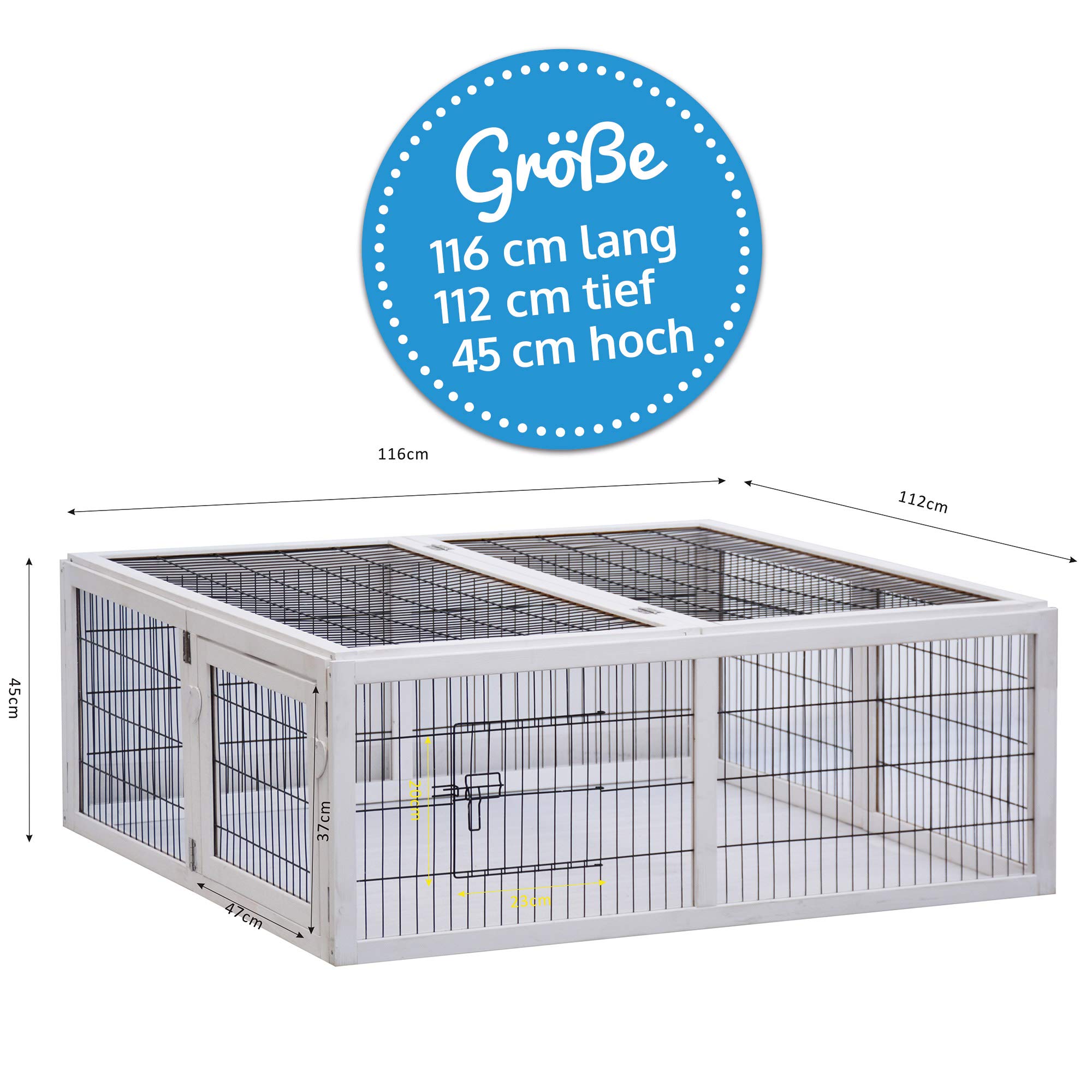 zooprinz Premium Freilaufgehege Rabbit Run für draußen - ideal für Kleintiere - Besonders Stabiler und großer Holzrahmen - Mobiler Freilauf mit umweltfreundlicher Farbe lasiert