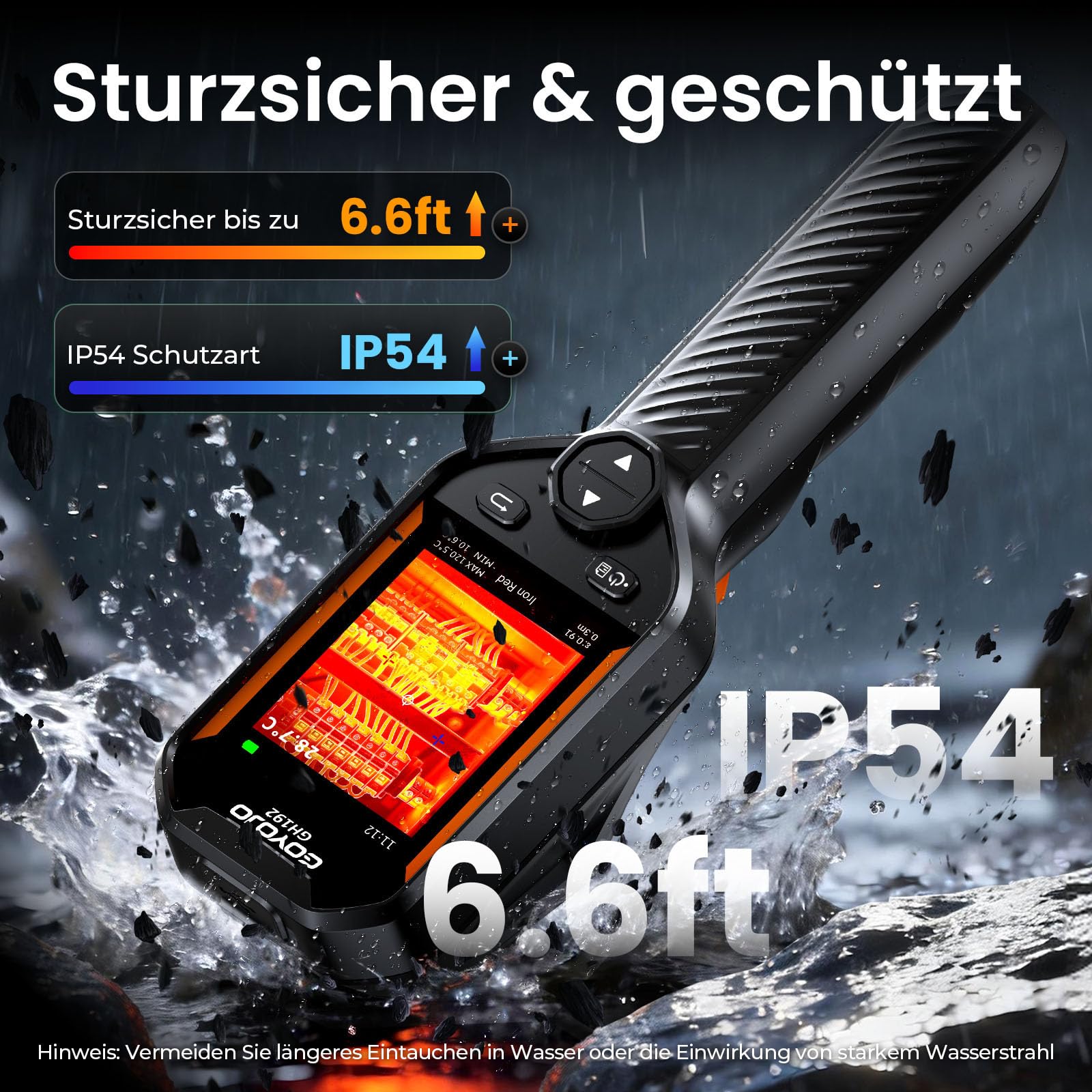 GOYOJO Wärmebildkamera 240×240 IR-Auflösung, 25Hz Infrarotkamera mit 2MP Sichtkamera, -20°C bis 550°C, Handheld Infrared Camera Thermal Imaging für Hausinspektion, Lecksuche, Elektrik und HVAC