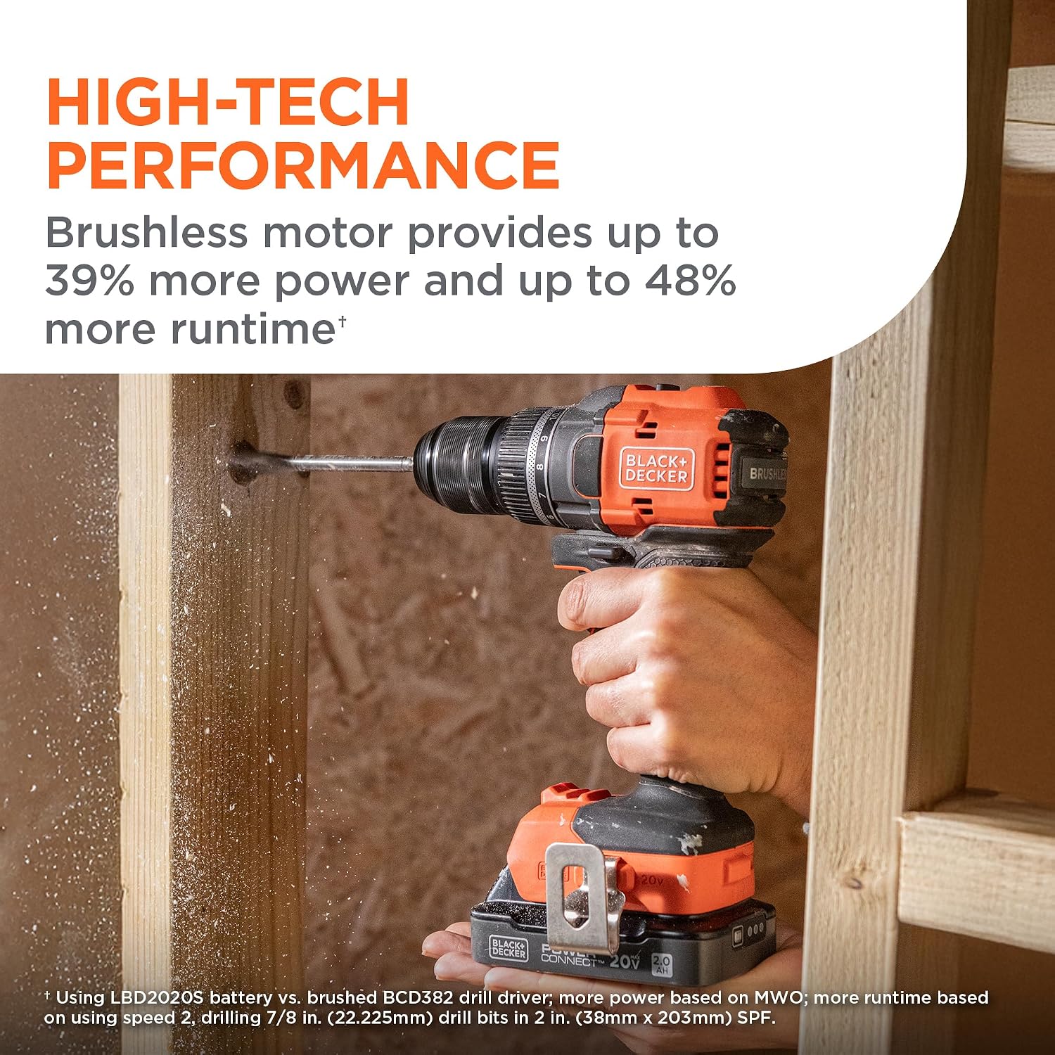 BLACK+DECKER Drill, 20V MAX POWERCONNECT Cordless Brushless Power Drill Driver with 2Ah Battery and Charger, Double Ended Screwdriver Bit, LED Light, Ergonomic Grip, Lightweight (BLD782D1)