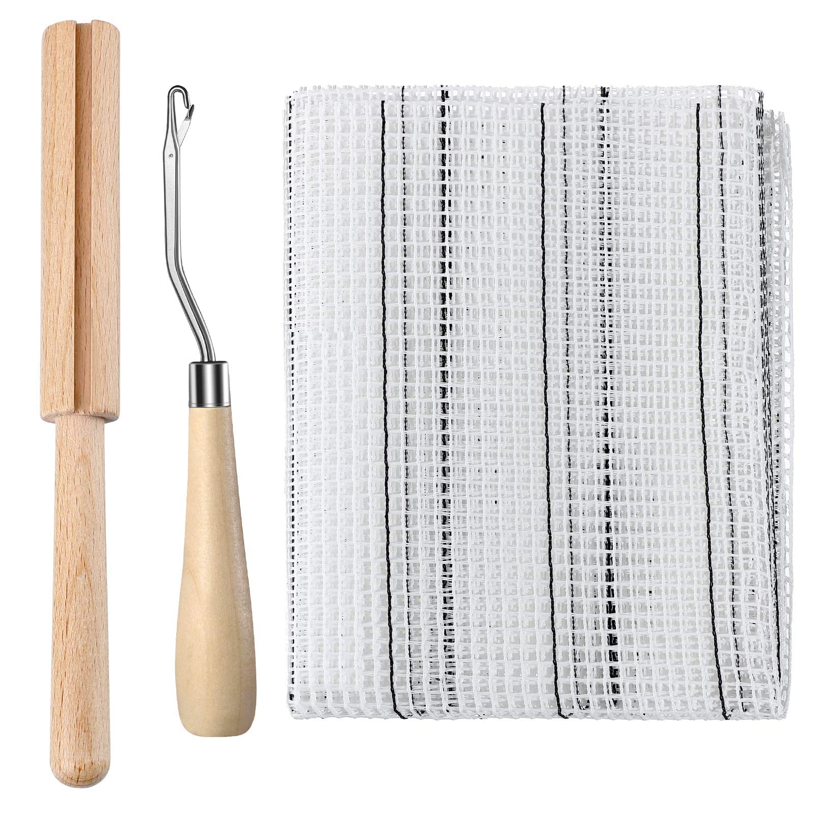 zalati Latch Hook Tool 3pcs Rug Mesh Fabric Canvas Wooden Bent Yarn Cutter Tool Embroidery Crafts Supplies for DIY Carpet Tapestry Making