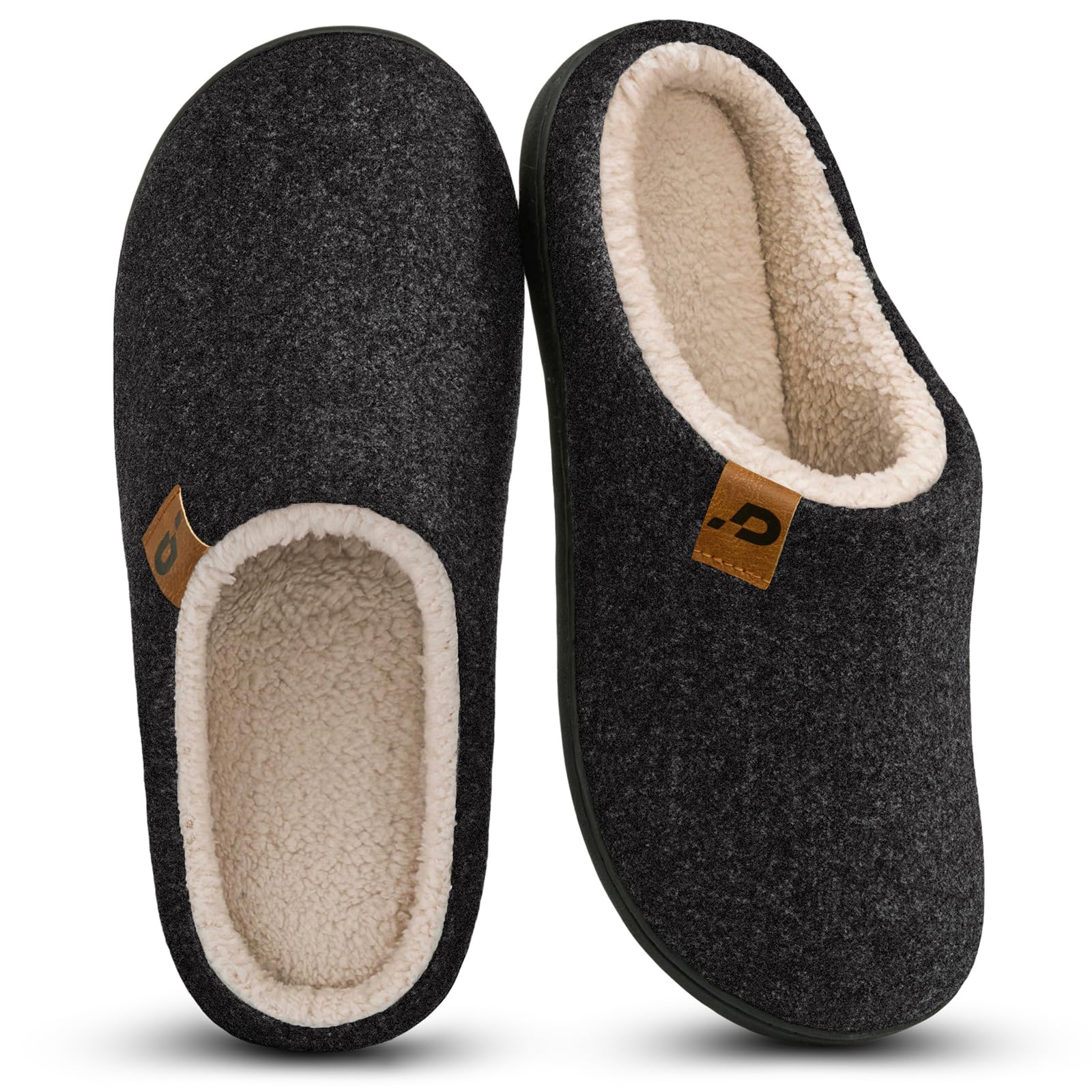 Coswind Pantofole Uomo Invernali Calde Feltro Ciabatte Casa in Memory Foam | Fodera in Sherpa, Calzata Ampia, Morbide & Comode Slippers, Lavabile in Lavatrice, Antiscivolo, Interno/Esterno, Regali