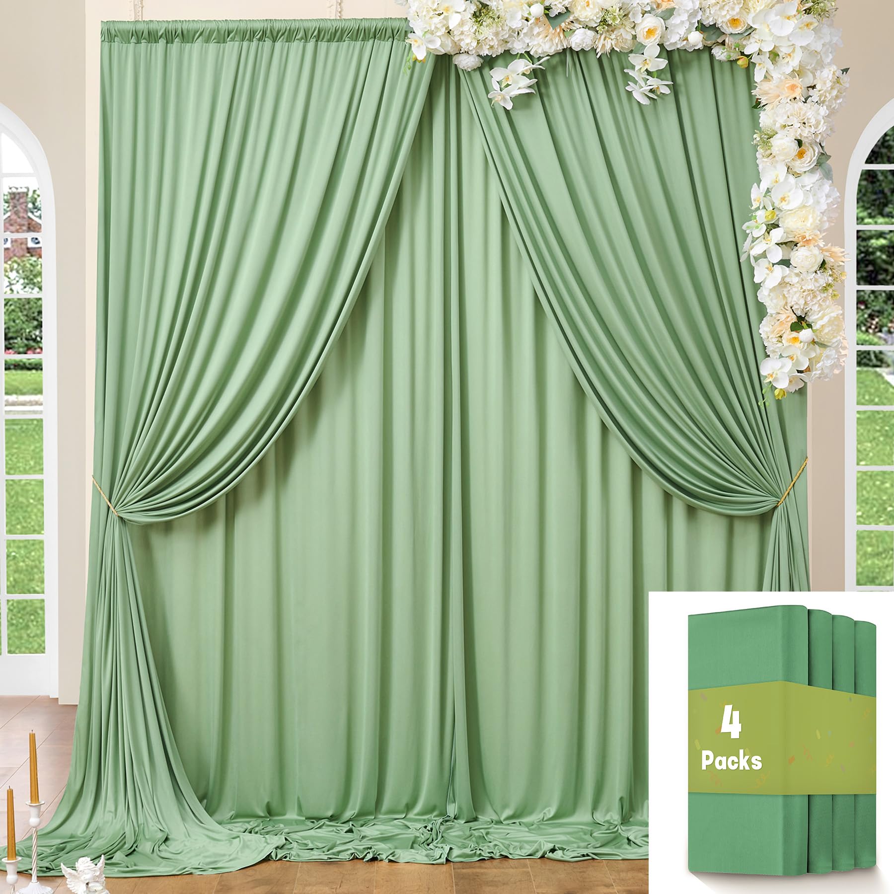 10ft x 10ft Wrinkle Free Black Backdrop Curtains for Parties, 2 Panels 5ftx10ft Polyester Photo Backdrop Drapes for Wedding Birthday Graduation Photography Background — view 93