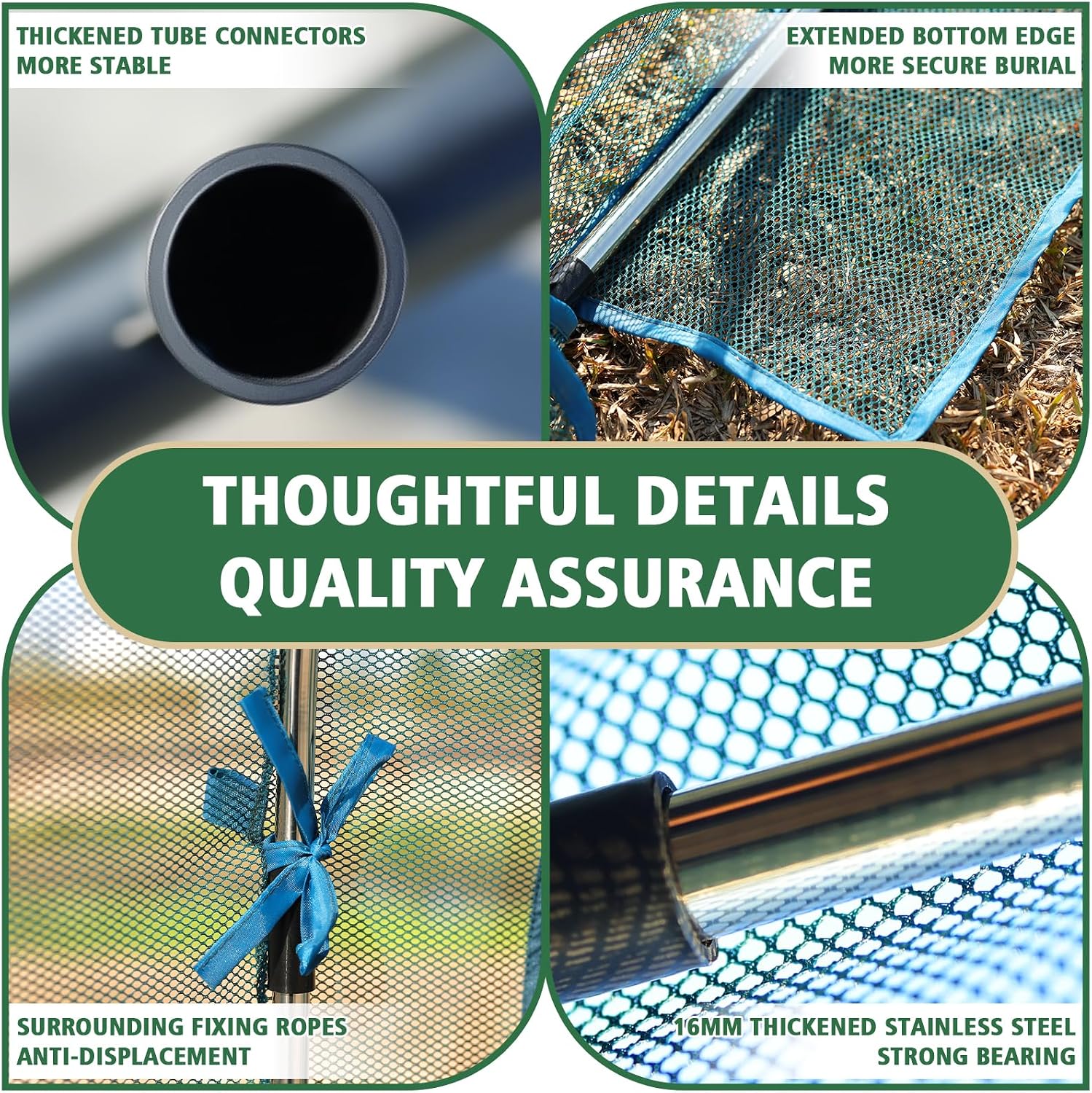 148x49x49inch Crop Cage Portable Tunnel Plant Netting Cover Tomato Netting, 4 Roll-Up Zipper Door Garden Cage, Bug Netting Cover for Vegetables & Fruits, Durable Raised Garden Bed Covers
