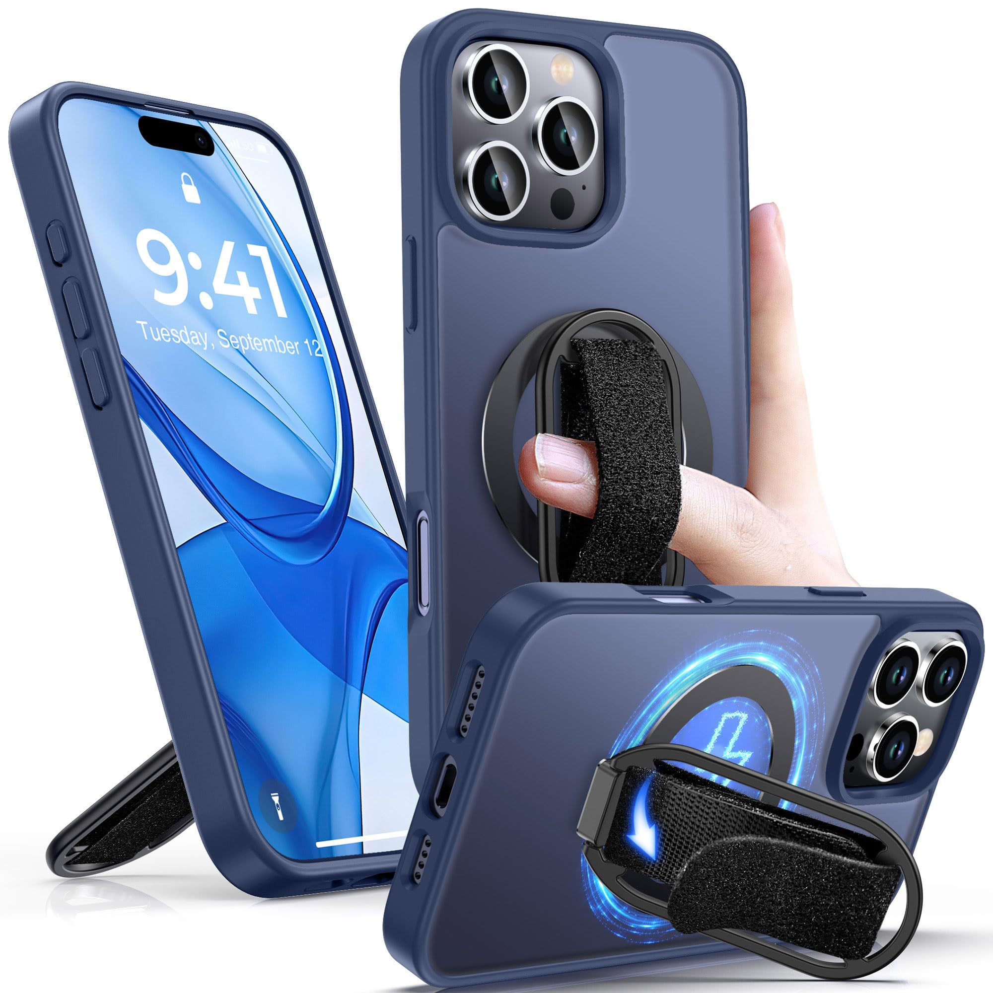 SHIELDS UP Hülle Für IPhone 16 Pro – Transparent Mit Verstellbarem 360° Ringständer & Griff