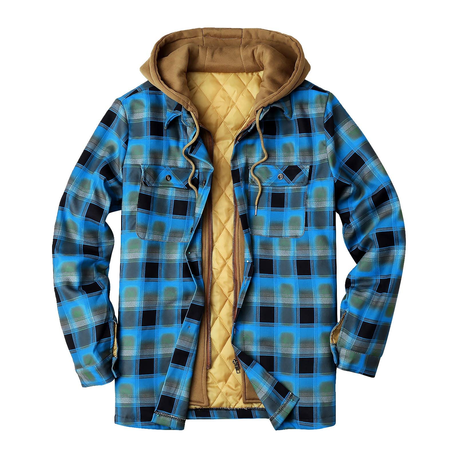 Generisch Regenjacke Damen GroßE GrößEn Herren Winter karierte Reverstasche mit, gepolsterte, lockere Hemdjacke