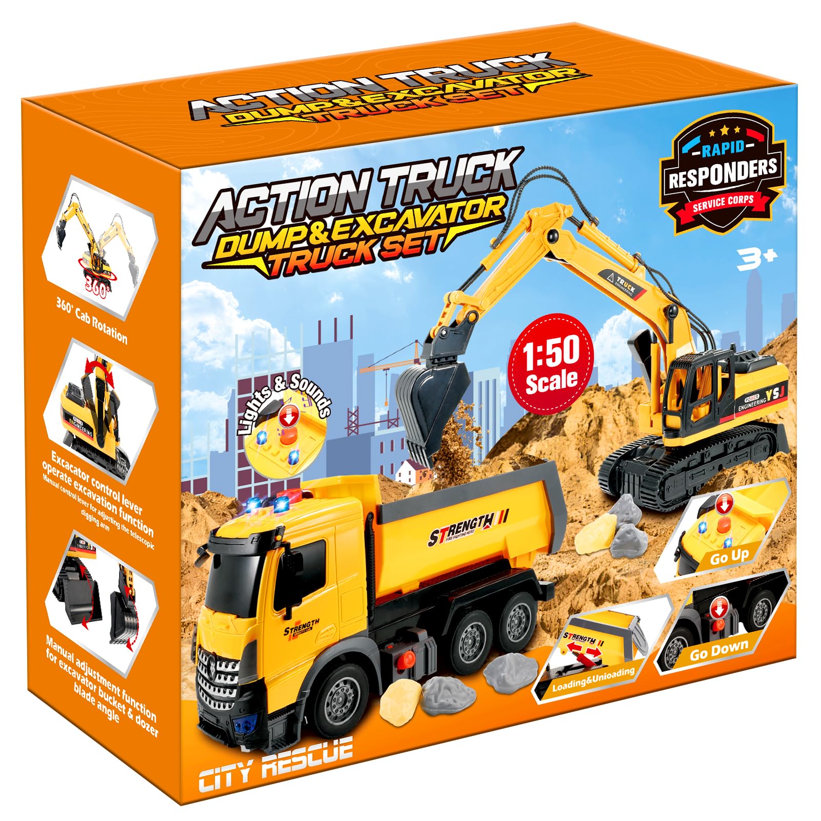 EUCOCO Giochi Bambini 3 4 5 6 7 8 Anni, Ruspa Escavatore Camion Giocattolo Per Bambini Regalo Bambino 3-8 Anni Macchinine Per Bambini Giocattolo Bambino 3-8 Anni Regali Compleanno Bambini Bambino