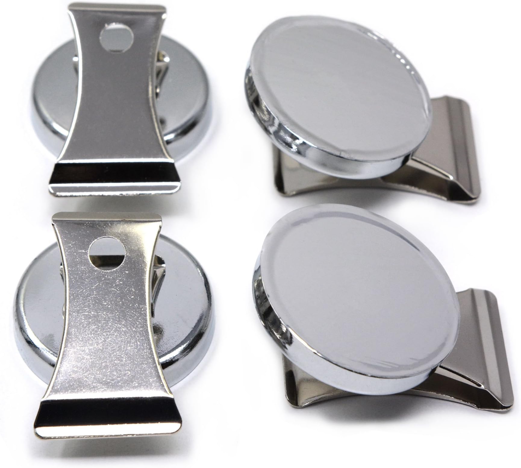 CMS Magnetics - (4-Pack Clips Silver) Super Strong Colorful Ceramic Magnets for Dry Erase Whiteboards, Bulletins, Refrigerator, Office, Kitchen, School, Classroom