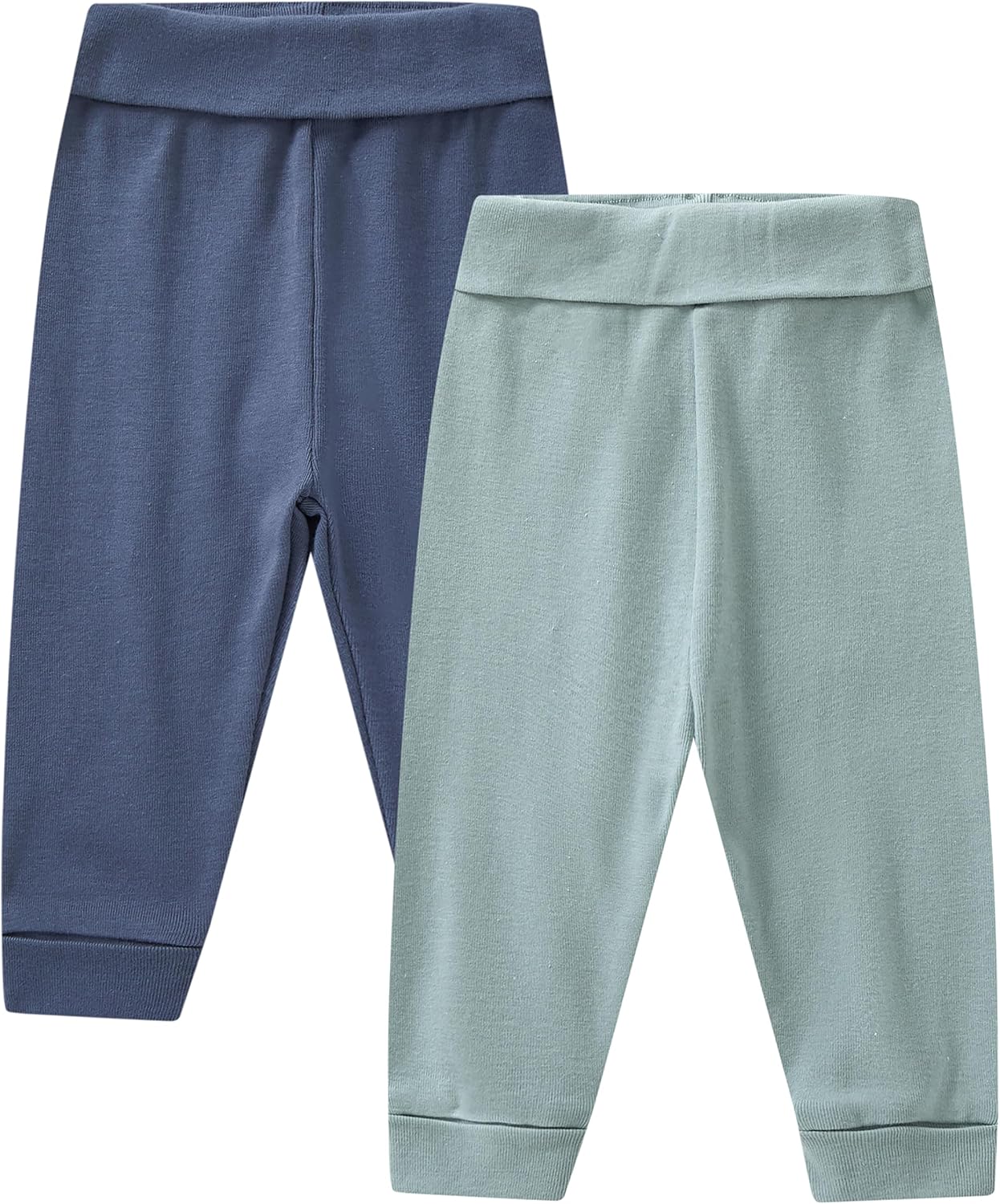 TRND O&X Baby Boys 2-Pack Wide Fold Over High Waist Cotton Rib Pants