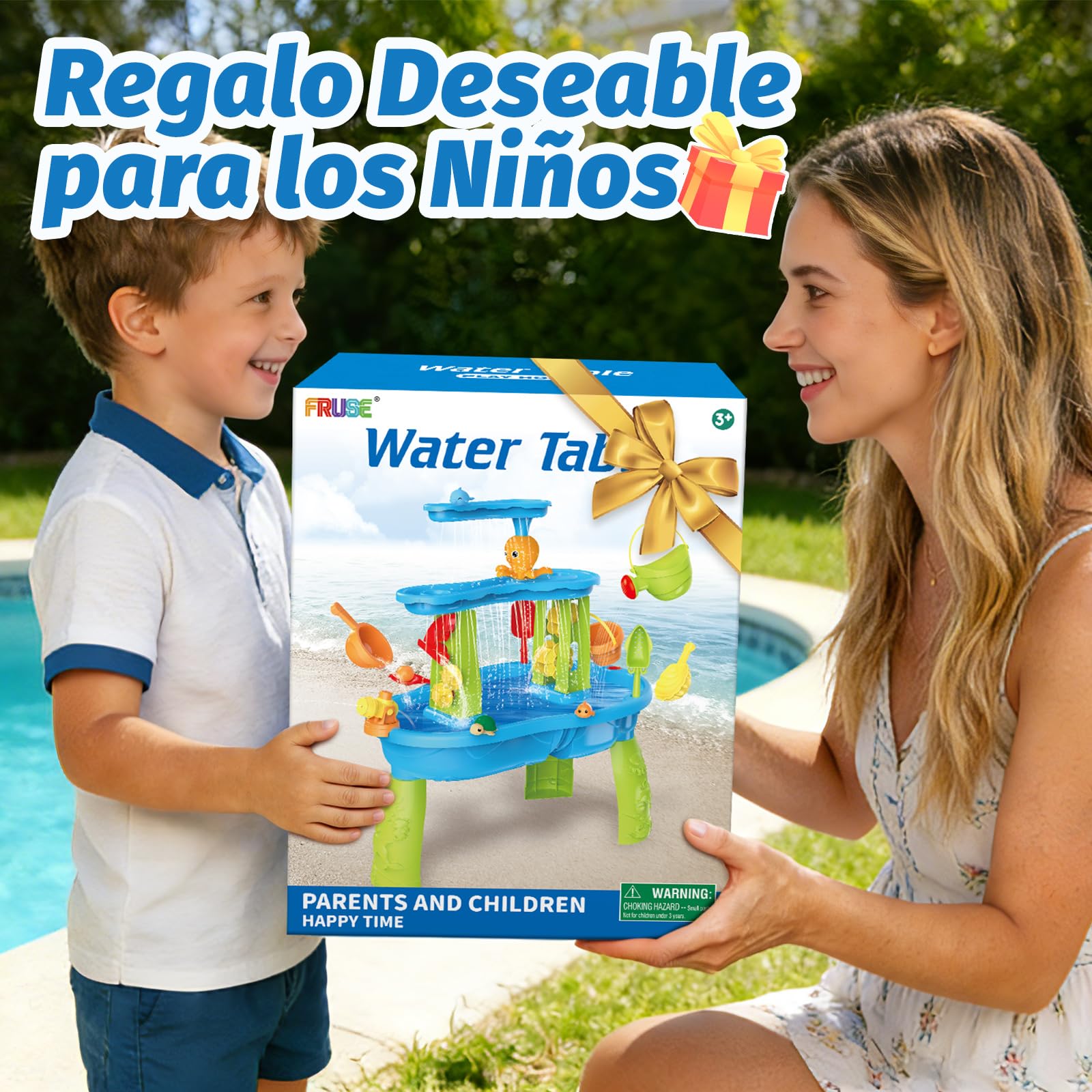 FRUSE Mesa de Agua para Niños 3 Niveles Sensorial Juguetes Verano al Aire Libre 3-8 Años