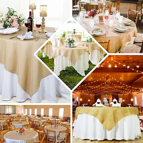 Miniatura 5 de Efavormart CHAMBURY CASA - Mantel cuadrado de arpillera rústica fina, 60 x 60 pulgadas, color natural