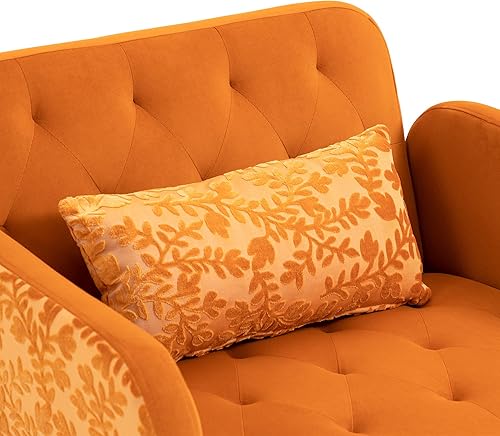 Miniatura 6 de Sillón tumbona 2 en 1, silla convertible de terciopelo con 3 ángulos reclinables, sofá interior con otomana y una elegante almohada, silla