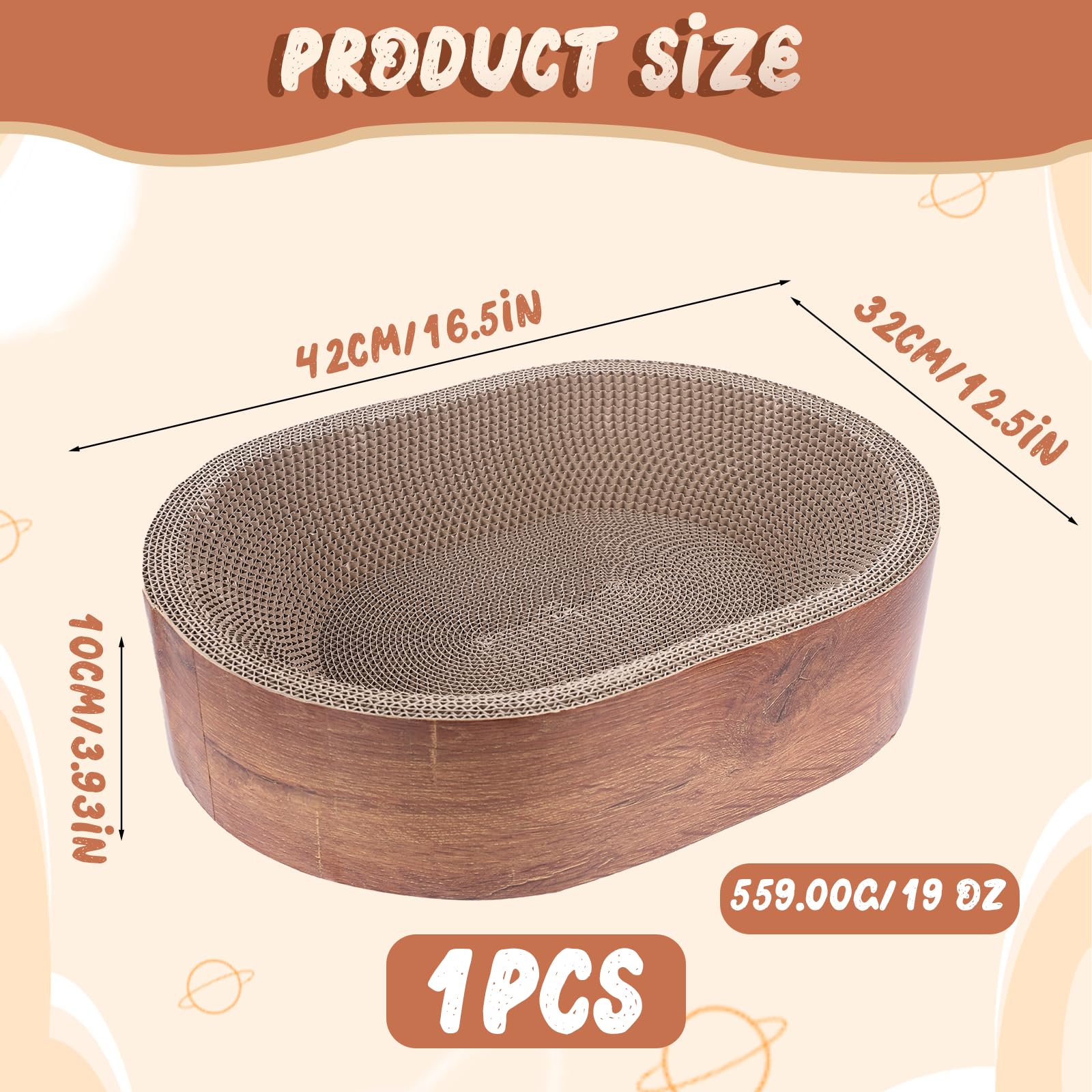 Cat Scratcher Bed 2 in 1 Oval Cat Scratch Pad Bowl Nest Corrugated Cardboard Breathable Cat Lounge Couch Cat Scratch Board for Indoor Cats Protecting Furniture Sofa Carpets