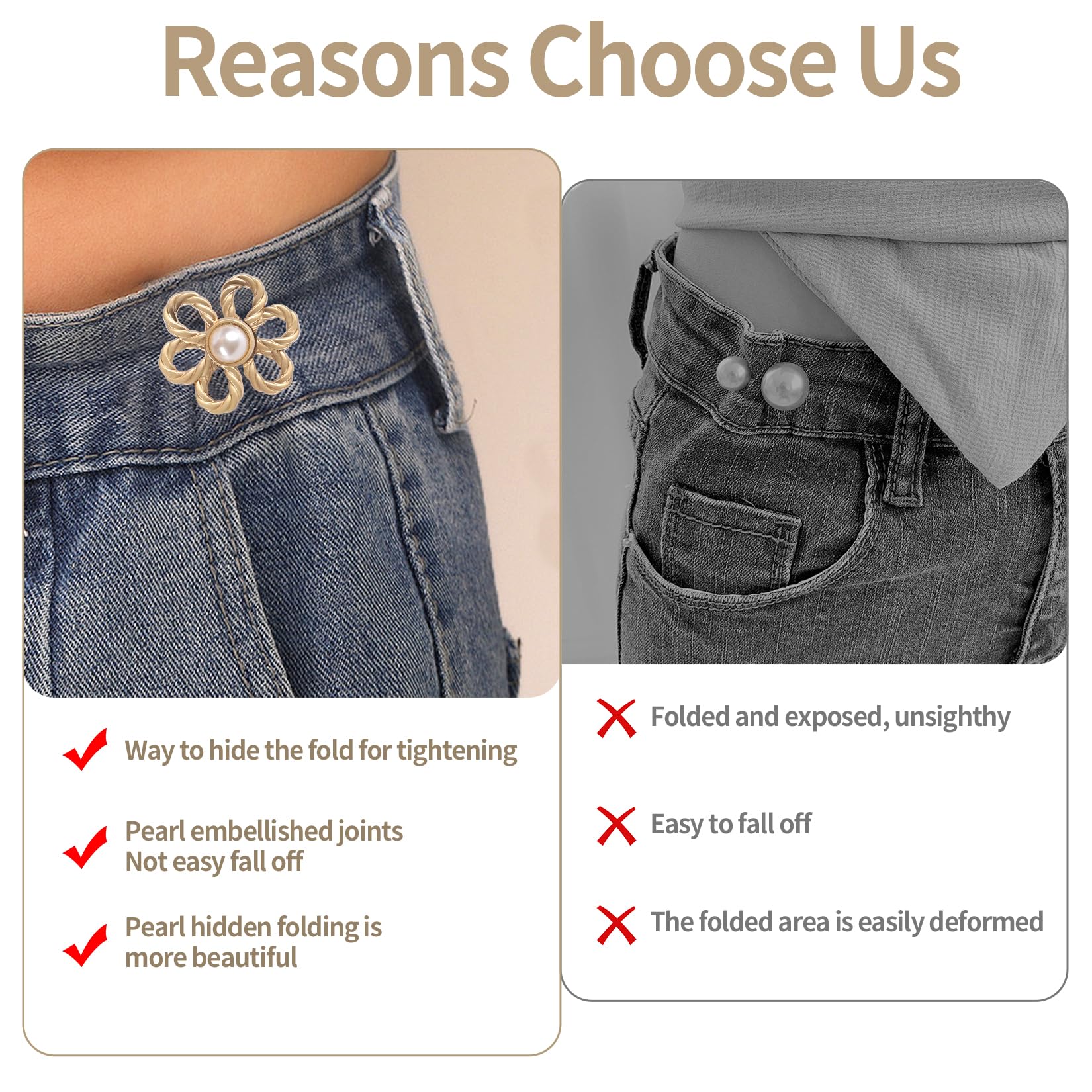 NOWFRESH 12 juegos de tensores de cintura para mujer, no requiere costura, tensores de botones de metal, fijación instantánea para jeans y pantalones sueltos (se adapta a todos los tipos de cuerpo)