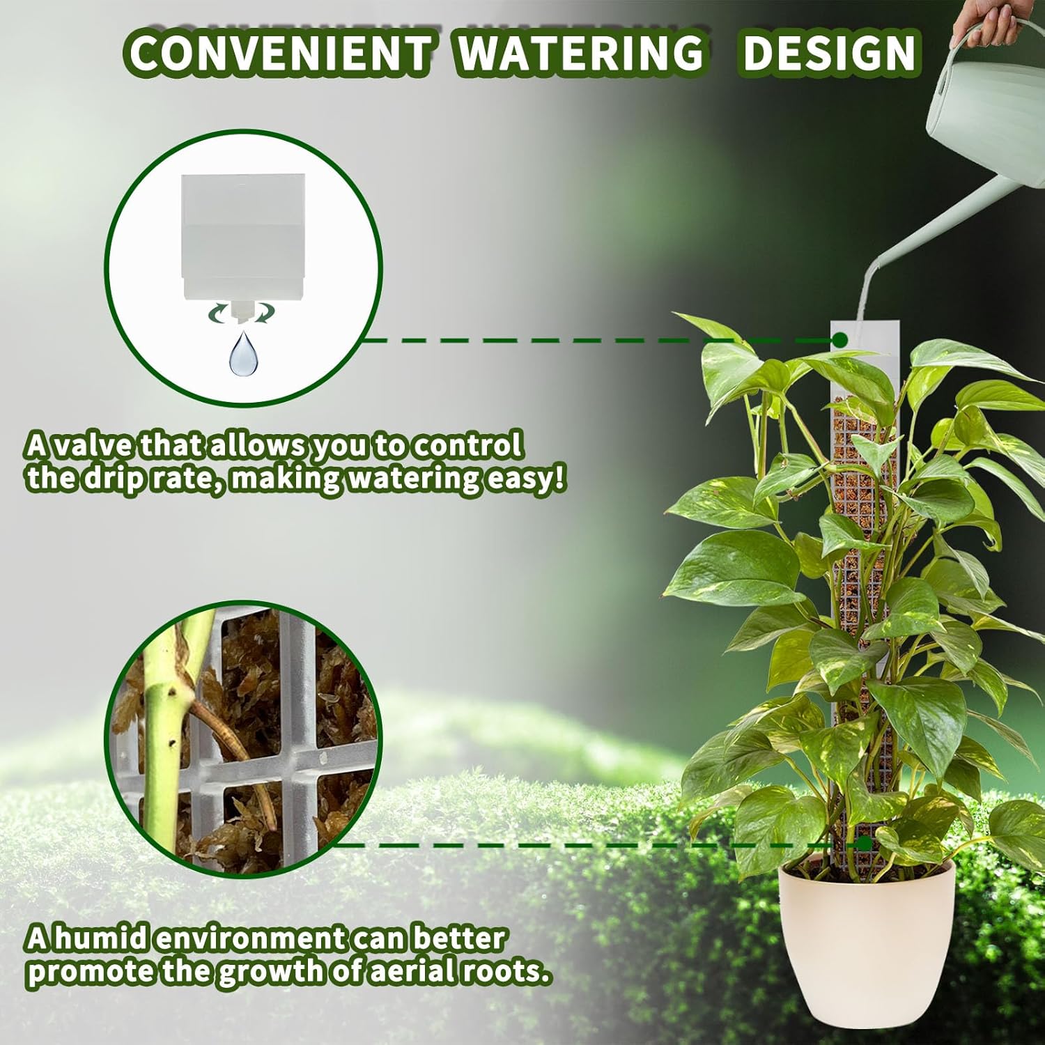 4PCS 18.7-Inch D-Shaped Self-Watering Moss Pole - Plastic Monstera Support for Indoor Climbing Plants. (2, White)