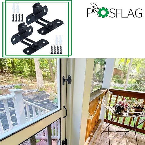 Miniatura 2 de Paquete de 2 cerraduras de puerta corrediza de granero de 90 grados, cerradura de acero inoxidable resistente para puerta corrediza de granero, baño