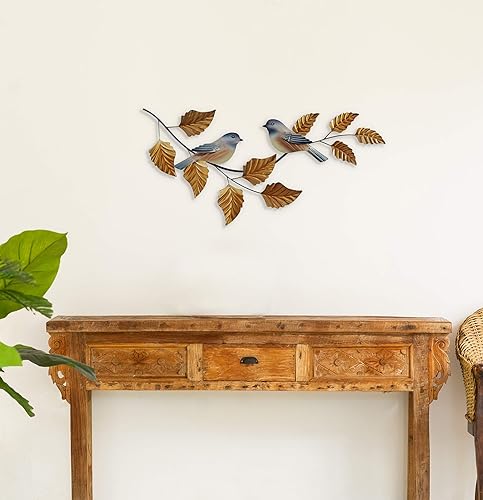 Miniatura 4 de T.I. Design Chickadees on Branch - Decoración de pared de metal contemporánea hecha a mano con pájaros
