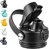 Auto Spout Lid for Yeti Rambler 1218263664 oz Water Bottle, Replacement Lids for YETI Rambler Bottle Chug Cap with Flexible Handle, BPA Free Black