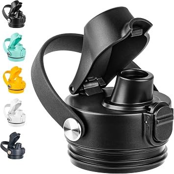 Auto Spout Lid for Yeti Rambler 12/18/26/36/64 oz Water Bottle, Replacement Lids for YETI Rambler Bottle Chug Cap with Flexible Handle, BPA Free