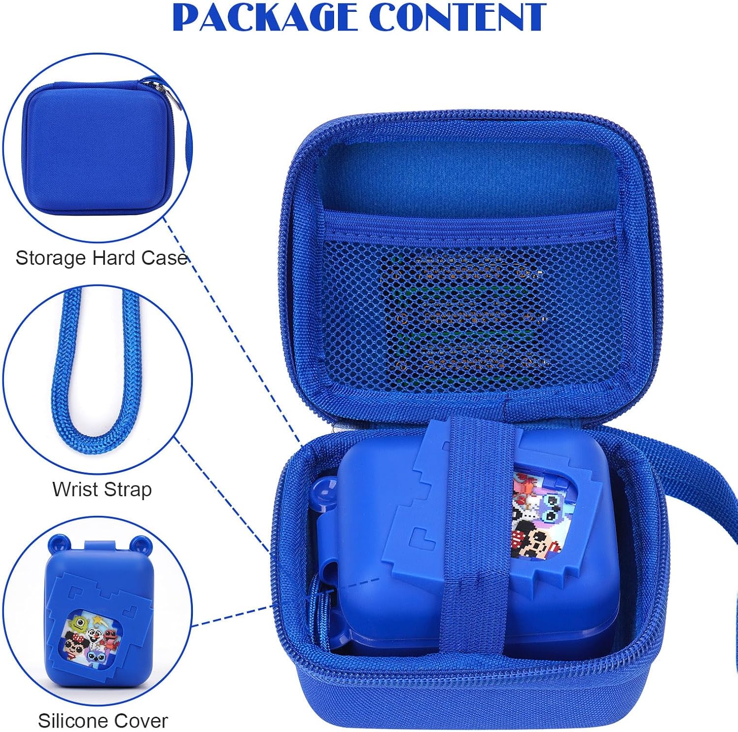 MGZNMTY Carrying Case and Silicone Case for Bitzee Disney Interactive Toy Digital Pet and Protective Skin Cover for New Bitsy Electronic Virtual Pet (Dsn Blue)
