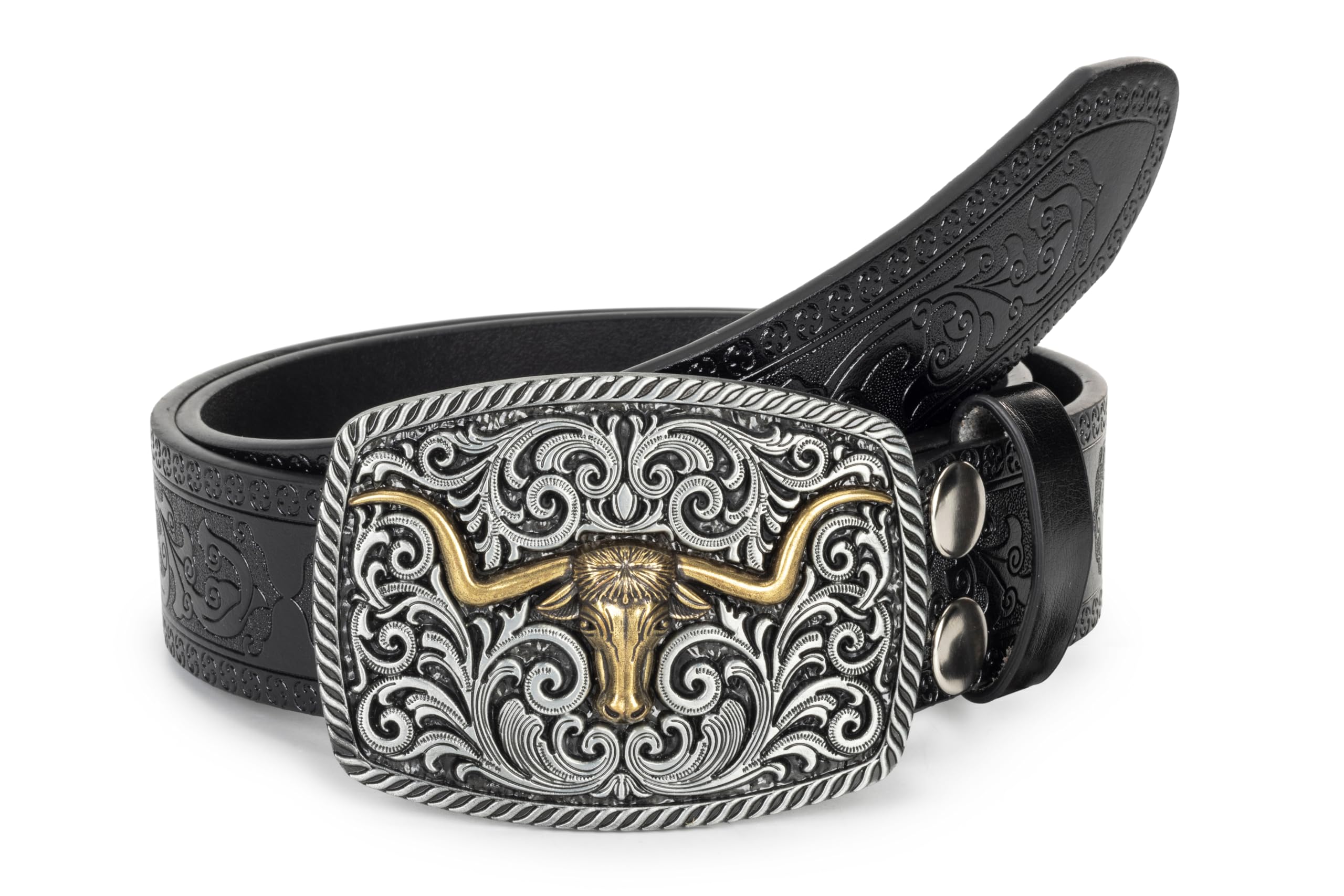 Western-Cowboy-Leather-Belts for Women Turquoise-Oval-Buckle Embossed Belt