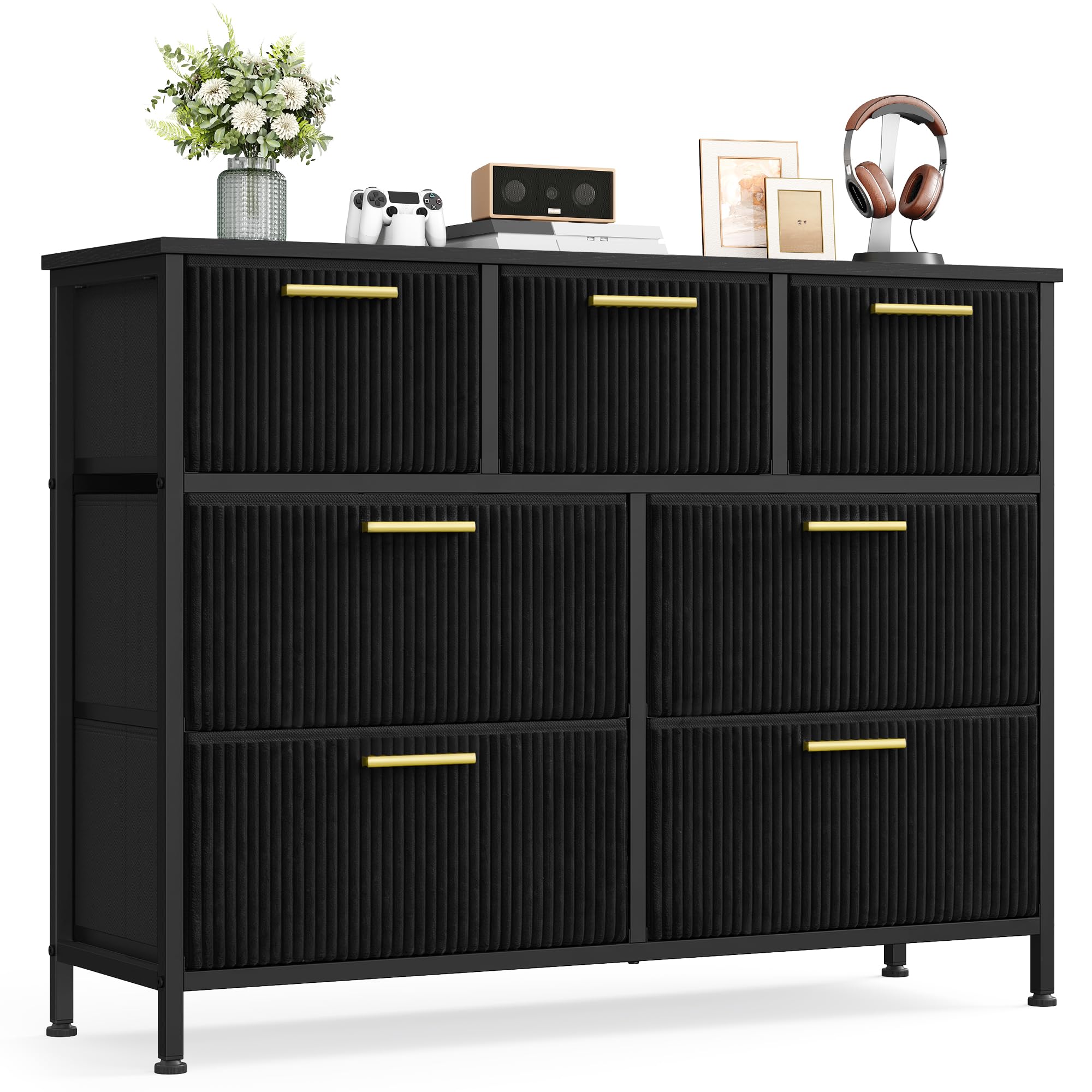 SONGMICS Chest of Drawers, 7 Corduroy Fabric Drawers