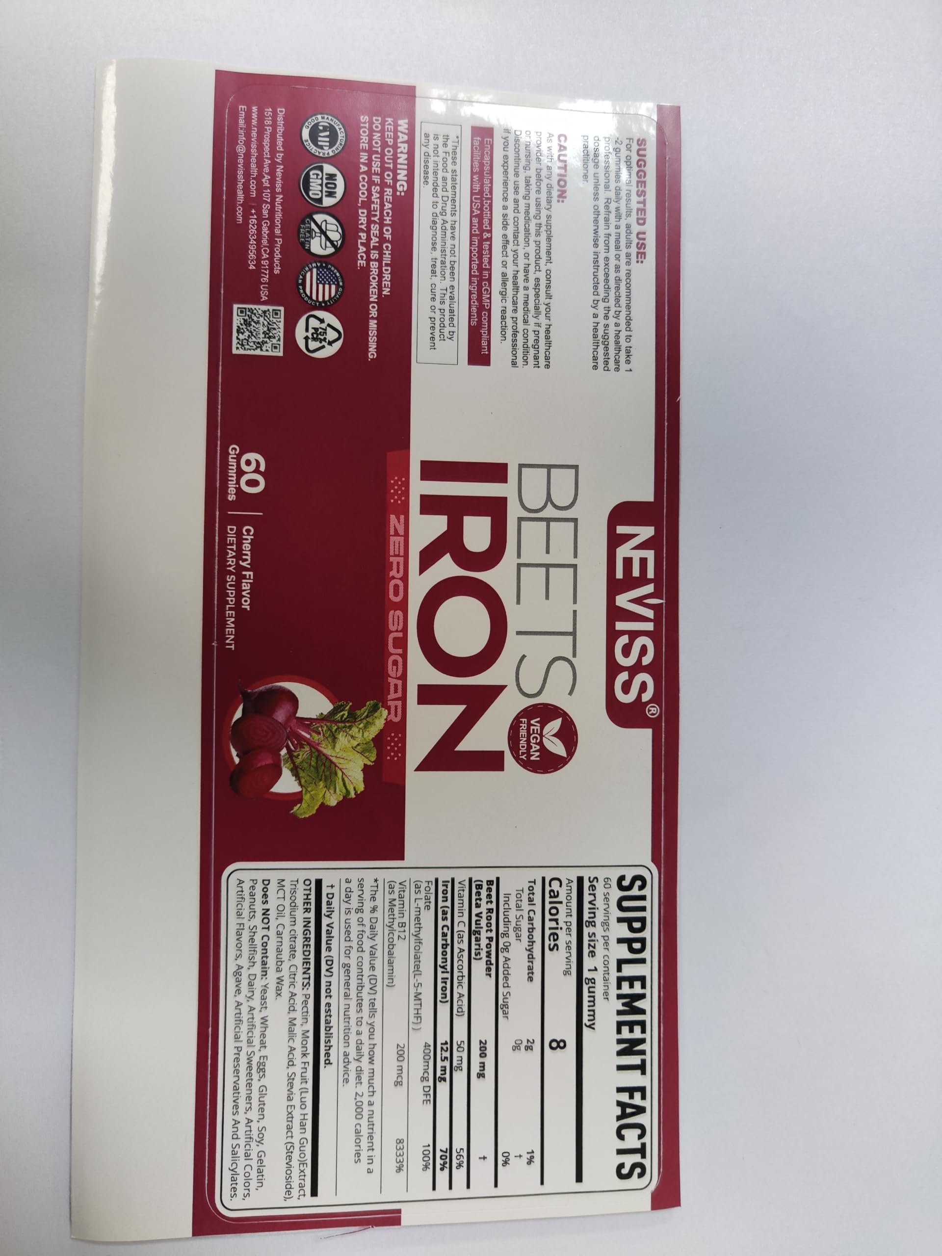 Iron Gummies with Beet Root, 1 Gummy Per Serving, 120 Counts — Amazon image 7