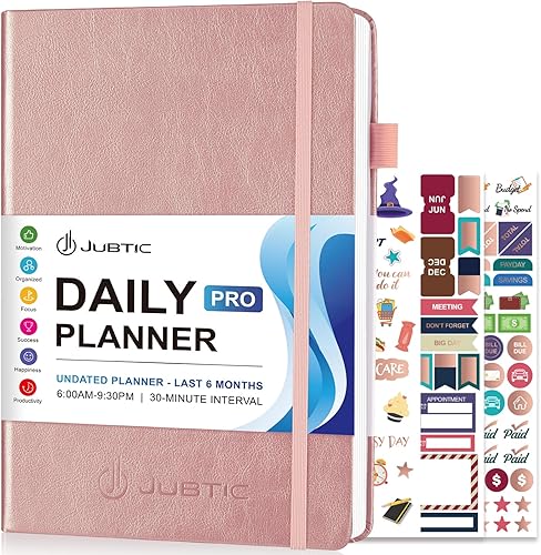 JUBTIC Agenda diaria sin fecha, cuaderno de lista de tareas con horario, planificador diario grande de 7 x 10, planificador de trabajo con