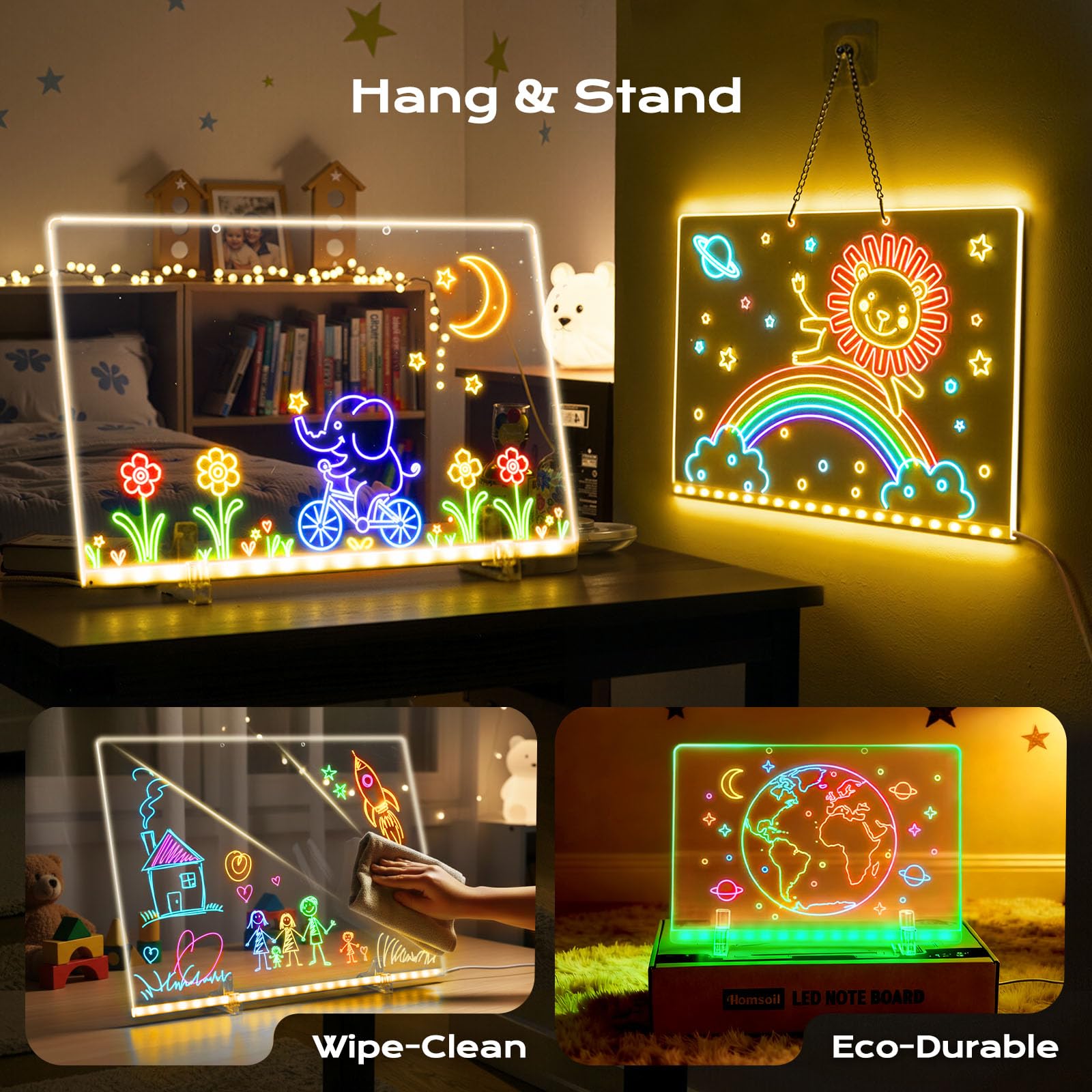 Lavagna a LED (30,5 x 20,3 cm) - Più spazio per la creatività)