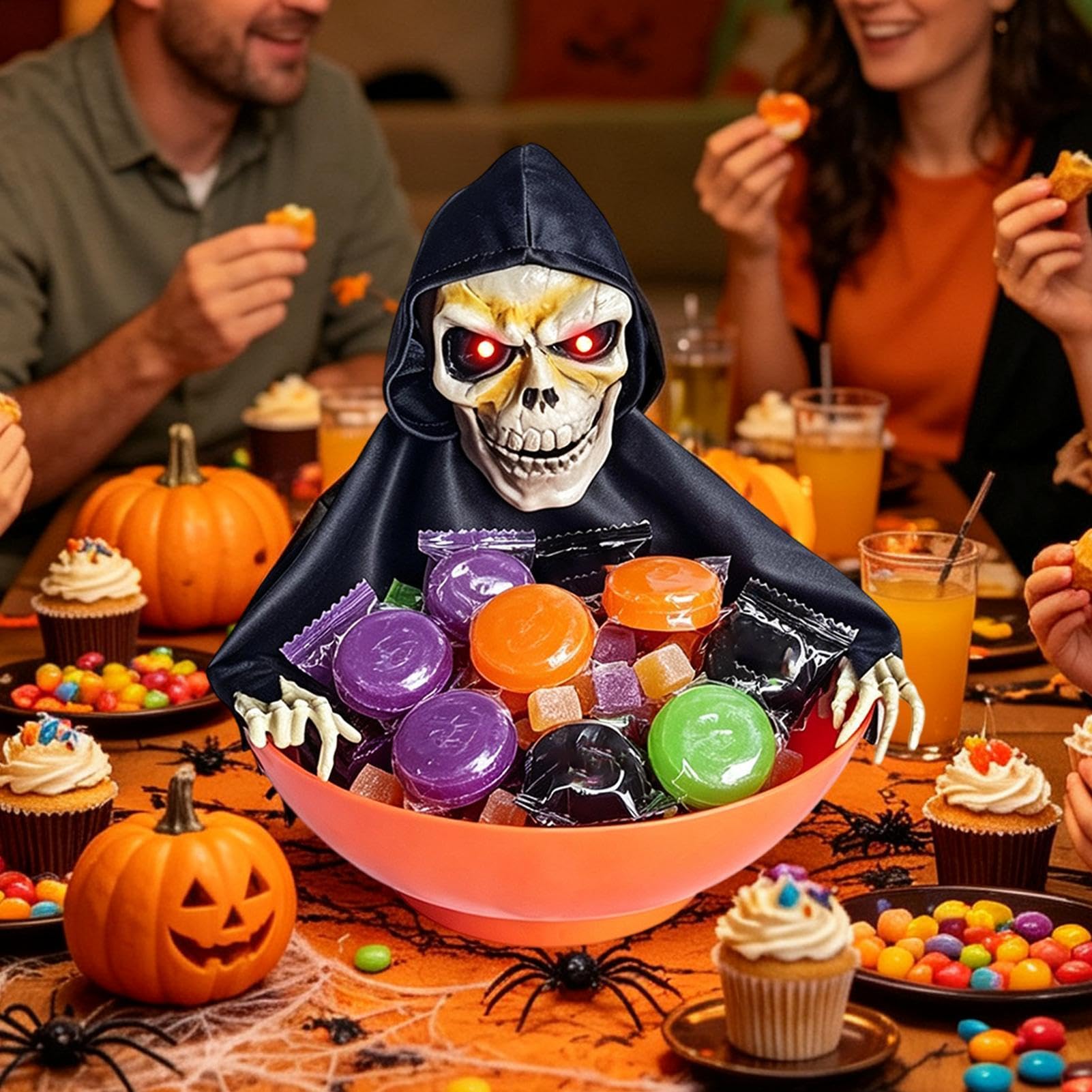Pojemnik na Cukierki Halloween Krzyczący Szkielet Ozdoba Świąteczna | Krzyczący Pojemnik Na Słodycze Dla Domu, Mieszkania, Biura, Akademika, Salonu, Sypialni, Gabinetu, Na Półkę I