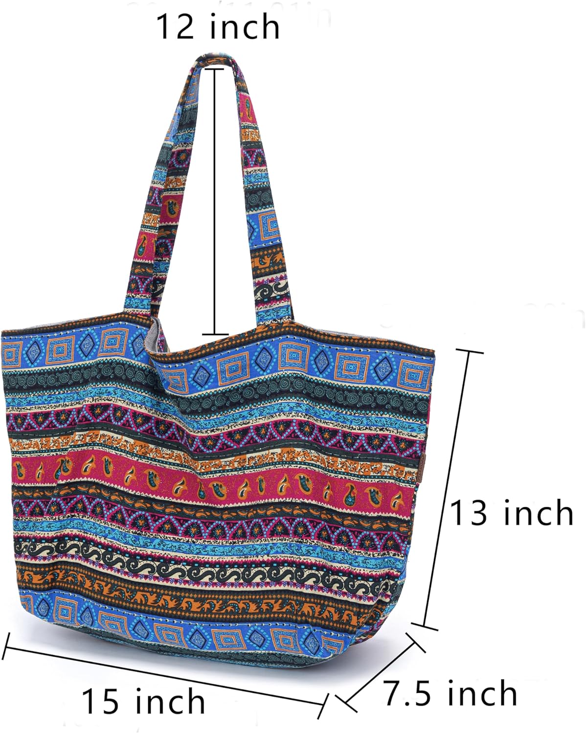 OPQRSTU Women Hippie Tote Hand Bag Large Capacity Bohemian Bag Portable Tourist Shoulder Bags - Image 6