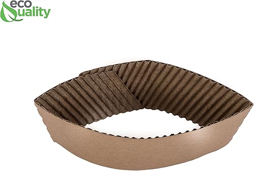 Miniatura 3 de EcoQuality Paquete de 500 fundas para tazas calientes – Fundas corrugadas para tazas de café – Chaquetas protectoras de papel corrugado desechables