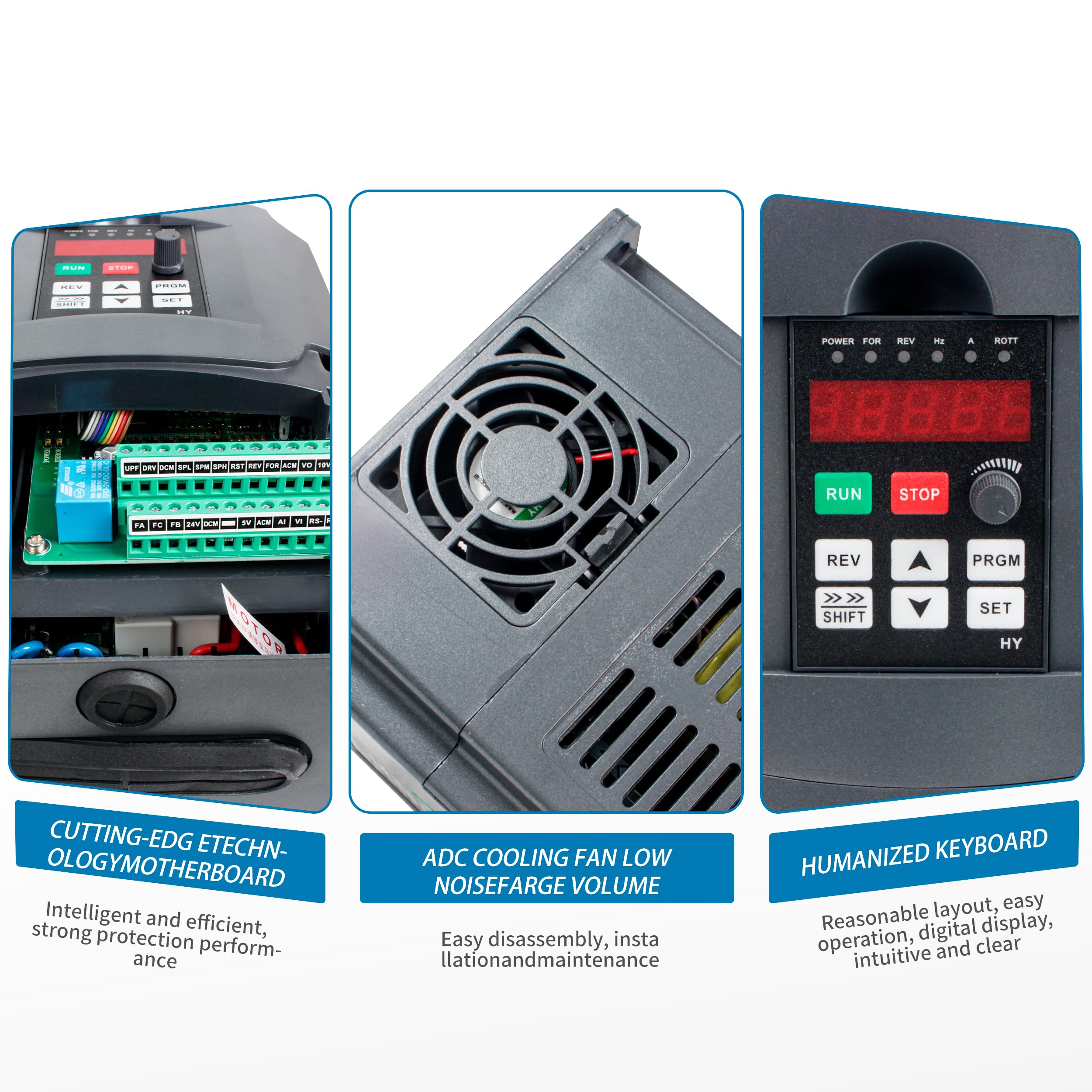 RATTMMOTOR Convertitore di frequenza da 4 kW, 220 V, inverter di automazione VFD, ingresso 1/3 fasi su uscita 3 fasi con cavo di prolunga da 2 m, per controllo della velocità del motore a mandrino