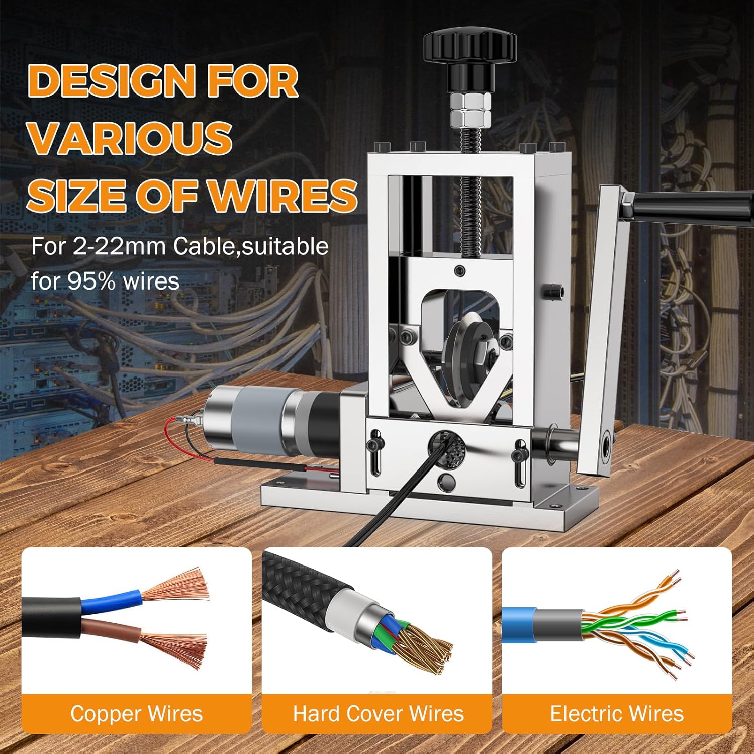 BEAMNOVA Electric/Manual/Drill Powered Wire Stripper Machine Automatic Power Hand Crank Stripping Machine for Scrap Copper, Stripping Wires of 2-25 mm, Flexible Wire Within 2 mm