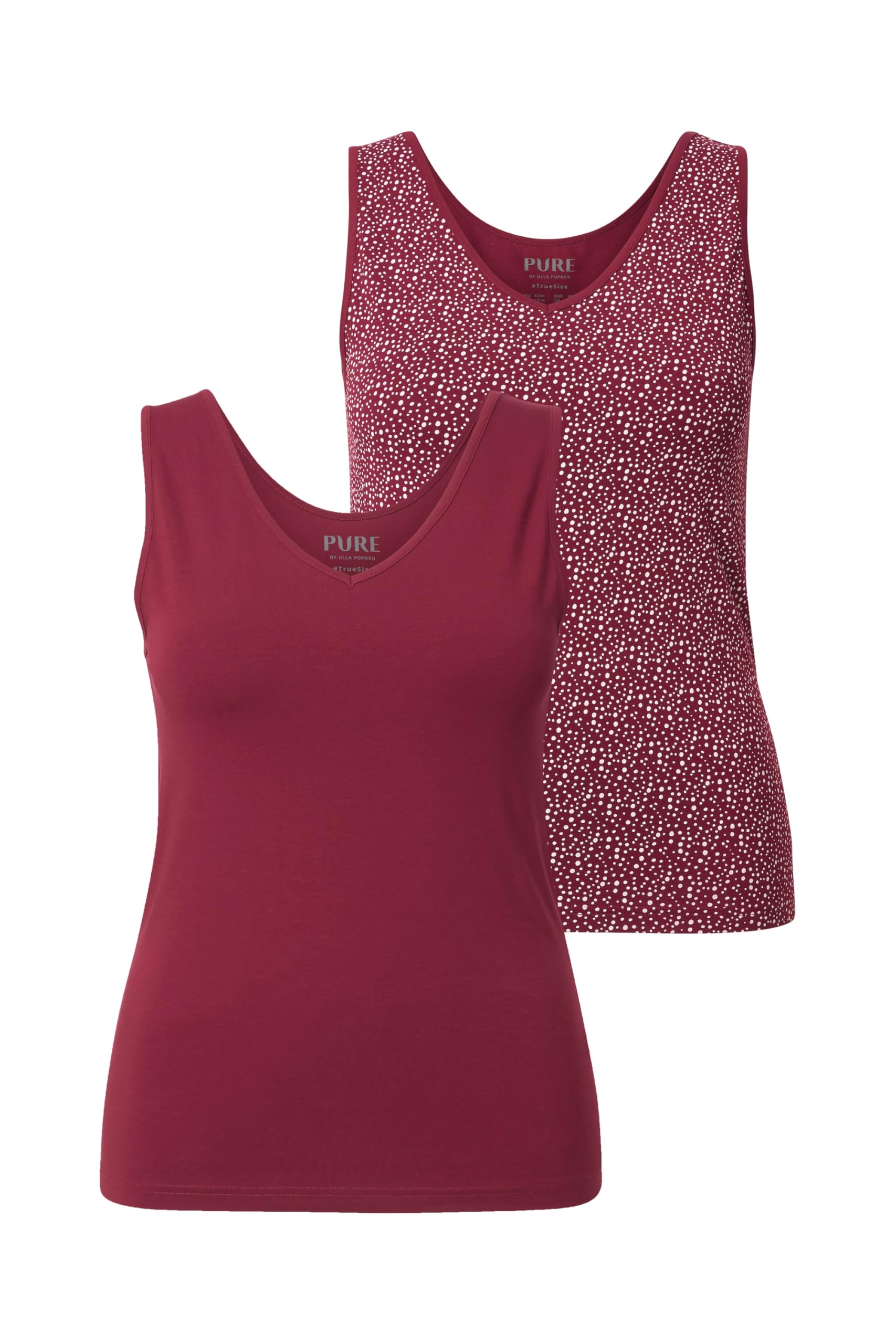 Ulla Popken Damen große Größen Übergrößen Plus Size Unterhemden, 2er-Pack, Uni/Punkte, Biobaumwolle 843091
