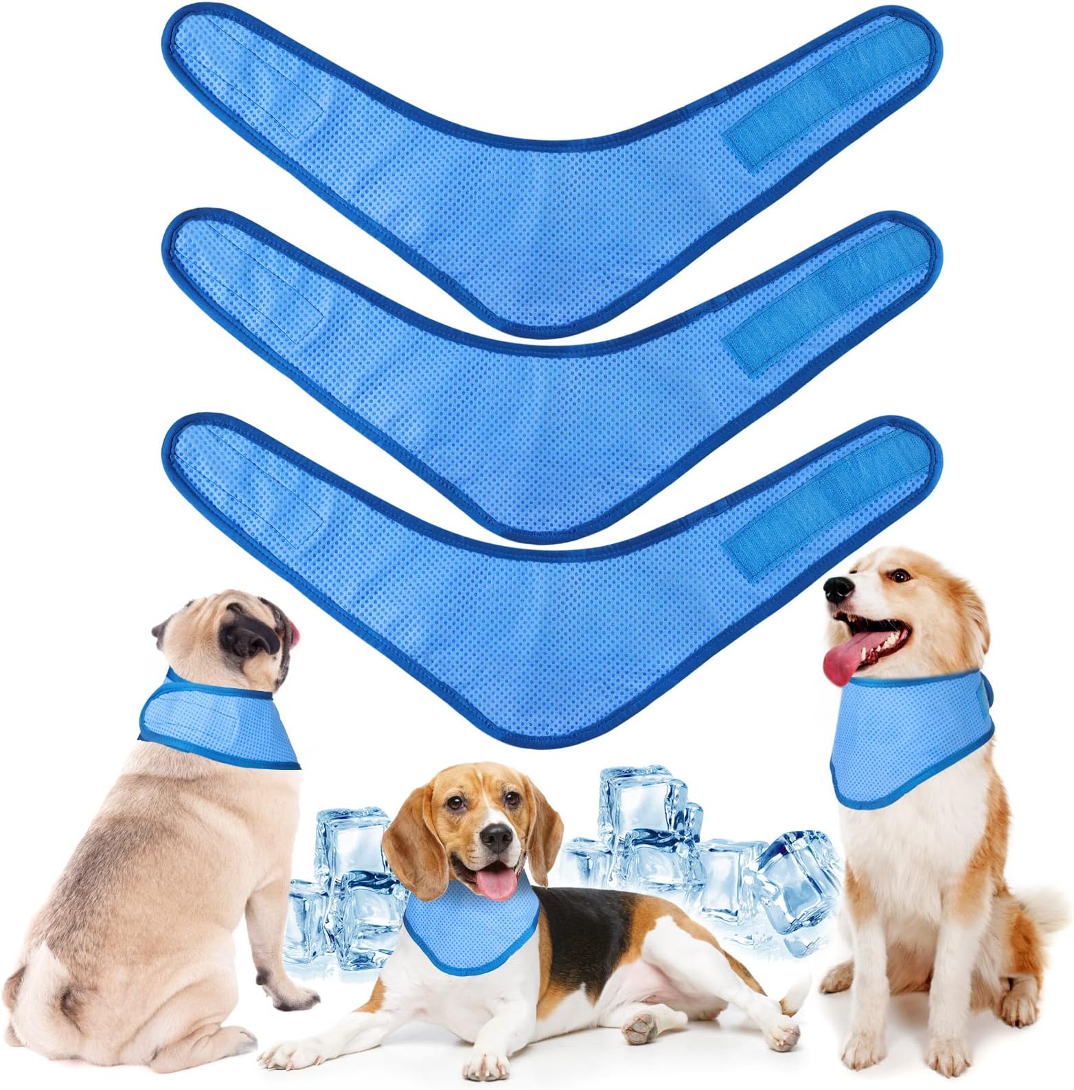 3 Pack Dog Ice Bandana Cooling Pet Bandana Dog Neck Cooler Breathable Dog Collar