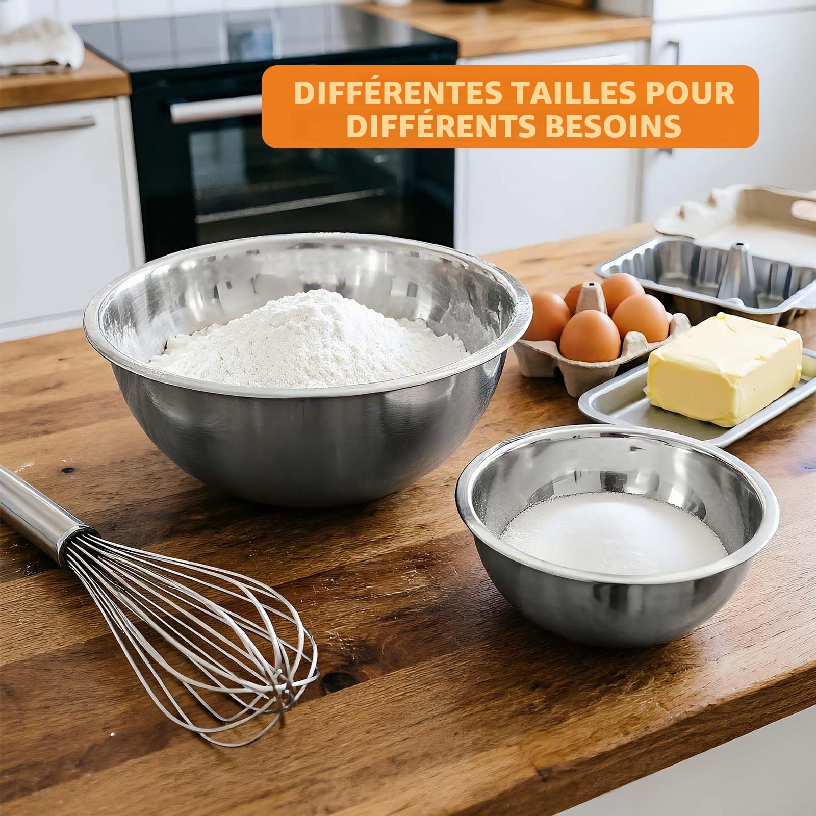 Lot de 5 Cul de Poule Inox, Saladiers en Acier Inoxydable, Bol Inox Cuisine Bowl de Mélange 5 Saladiers de Tailles Différentes 0.6 l, 0.9 l, 1.6 l, 2 l, 2.6 l