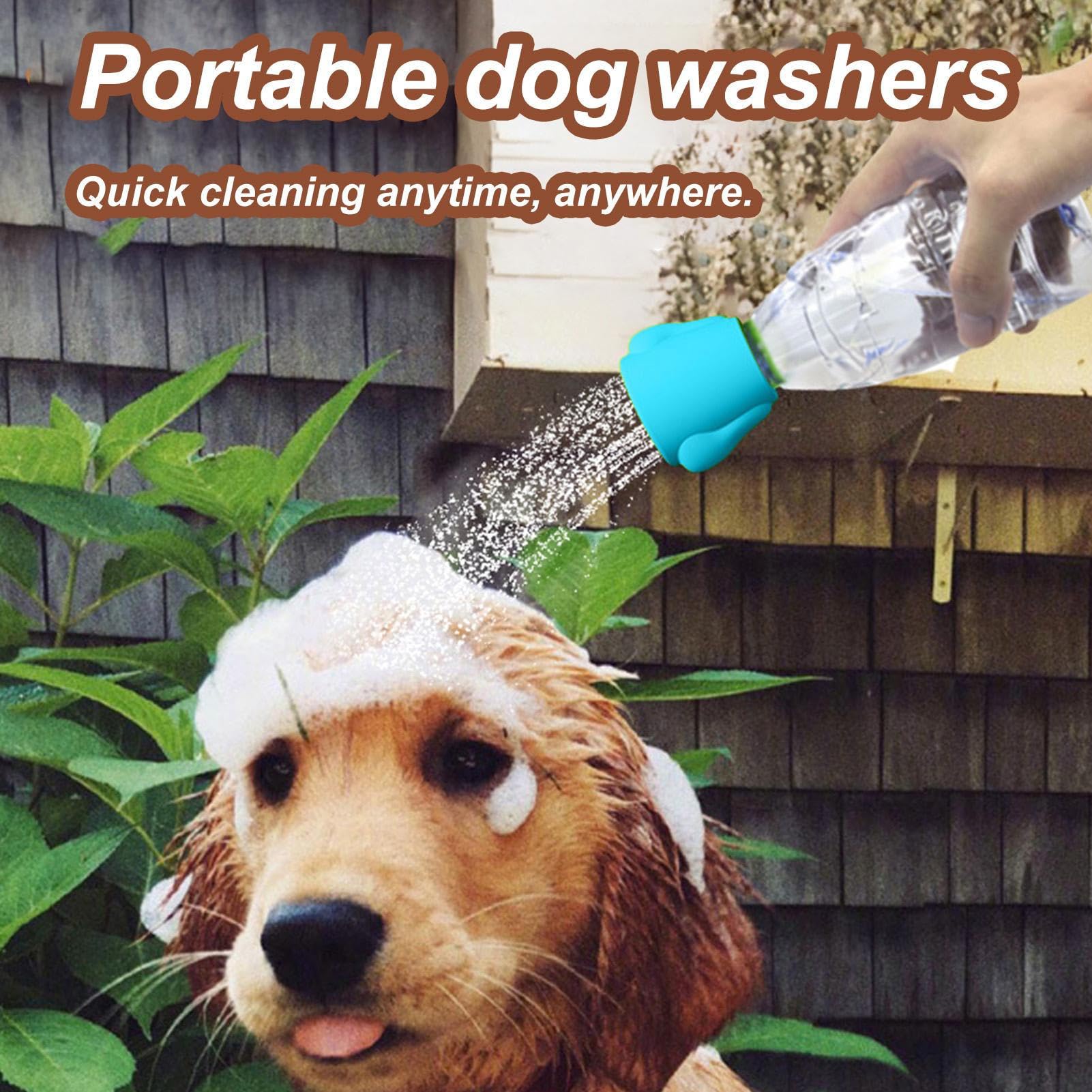 PHASZ Tragbarer Wasserflaschen-Duschkopf, Haustier-Duschkopfspray, Silikon-Flaschensprinkler, Wassersprüher-Zubehör für tragbare Hundedusche, Outdoor-Wandern, Camping, Schmutzentfernung