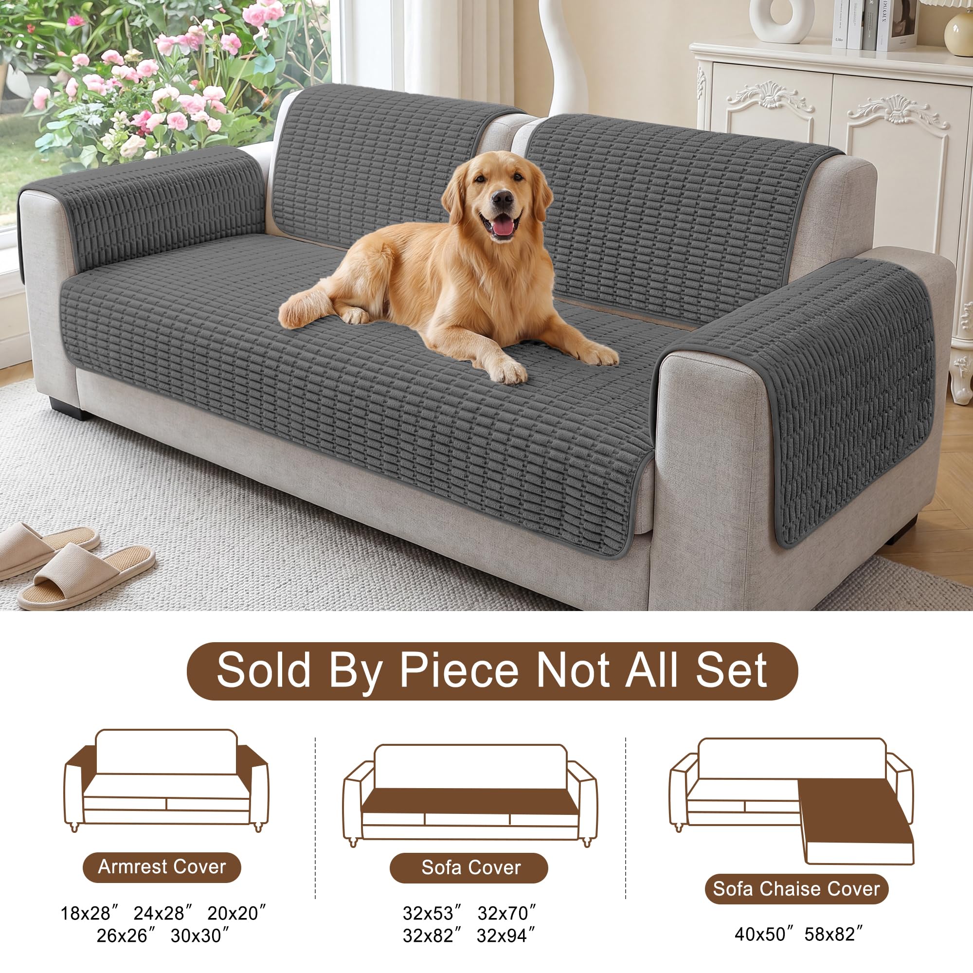 Foxdecor Sofabezüge für Sofa, Hundesofa, Sitzbezüge, rutschfeste Hundematte, Haustier-Pad, Decke für Sofa, Stuhl, Liege, Bett, Möbelschutz, 81,3 x 177,8 cm, Dunkelgrau