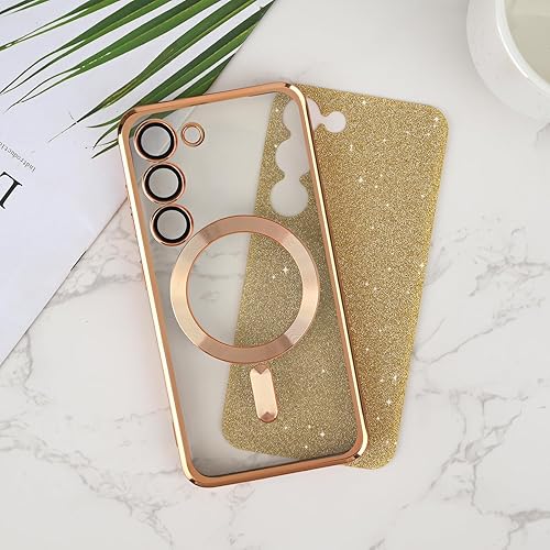 Miniatura 7 de Newseego Funda magnética para Samsung Galaxy S23, funda con purpurina brillante, TPU suave, protección completa de la lente de la cámara, funda