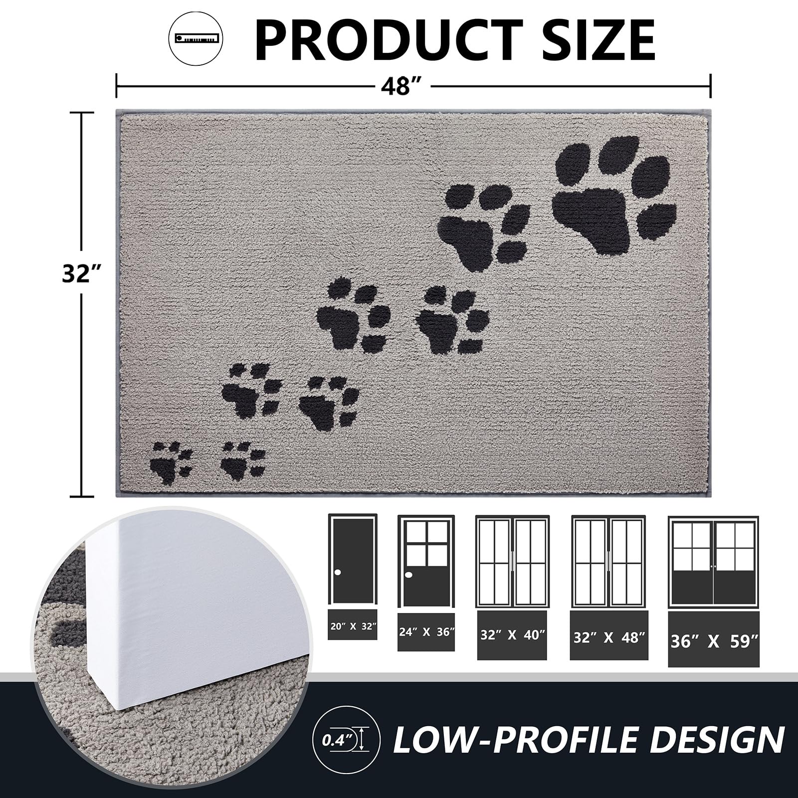 Timo Door Mat Indoor, 32x48 Dog Mats For Muddy Paws
