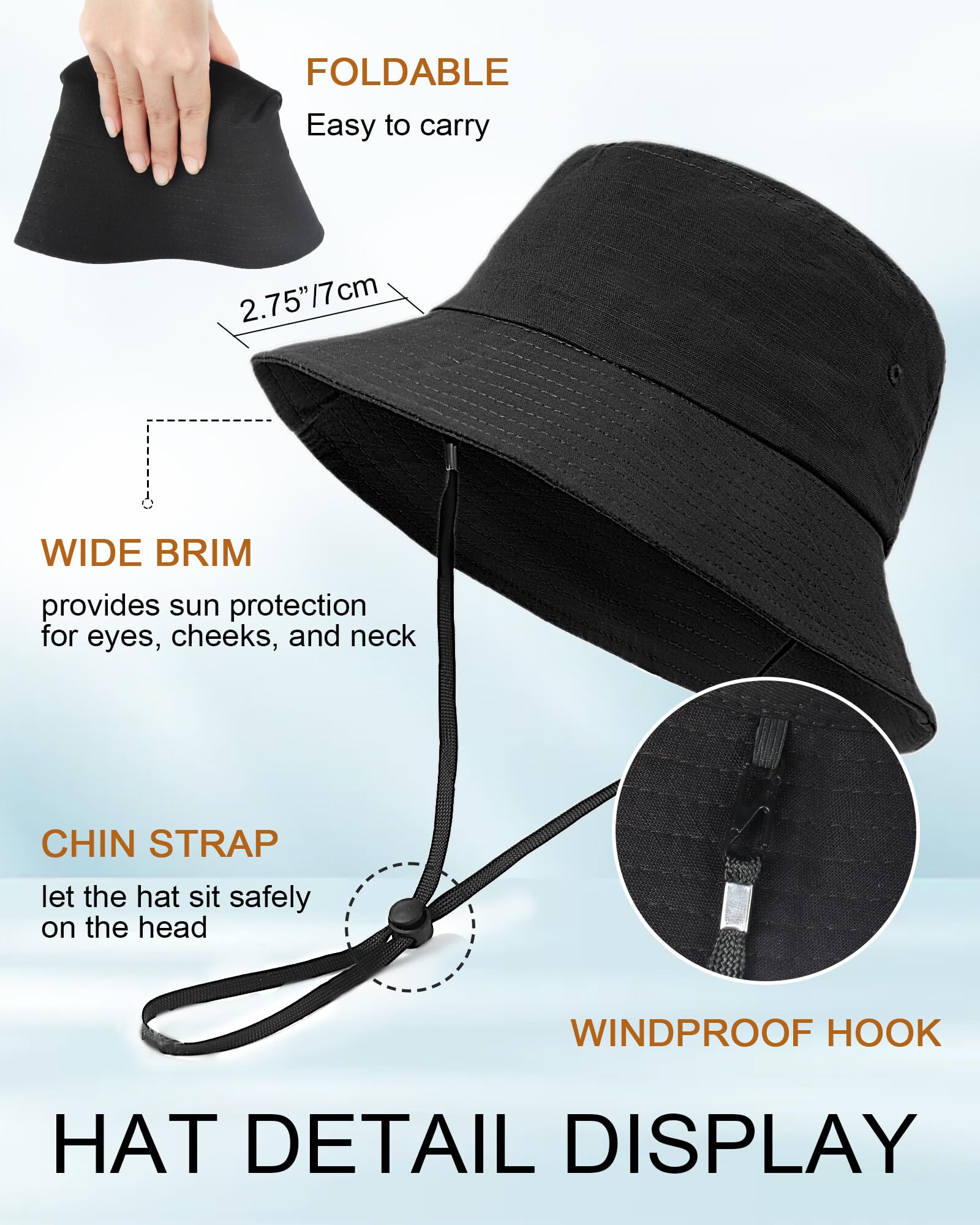 Zylioo S/M/L/XL/XXL Chapeau bob en lin pour grandes têtes, chapeau de pêche respirant